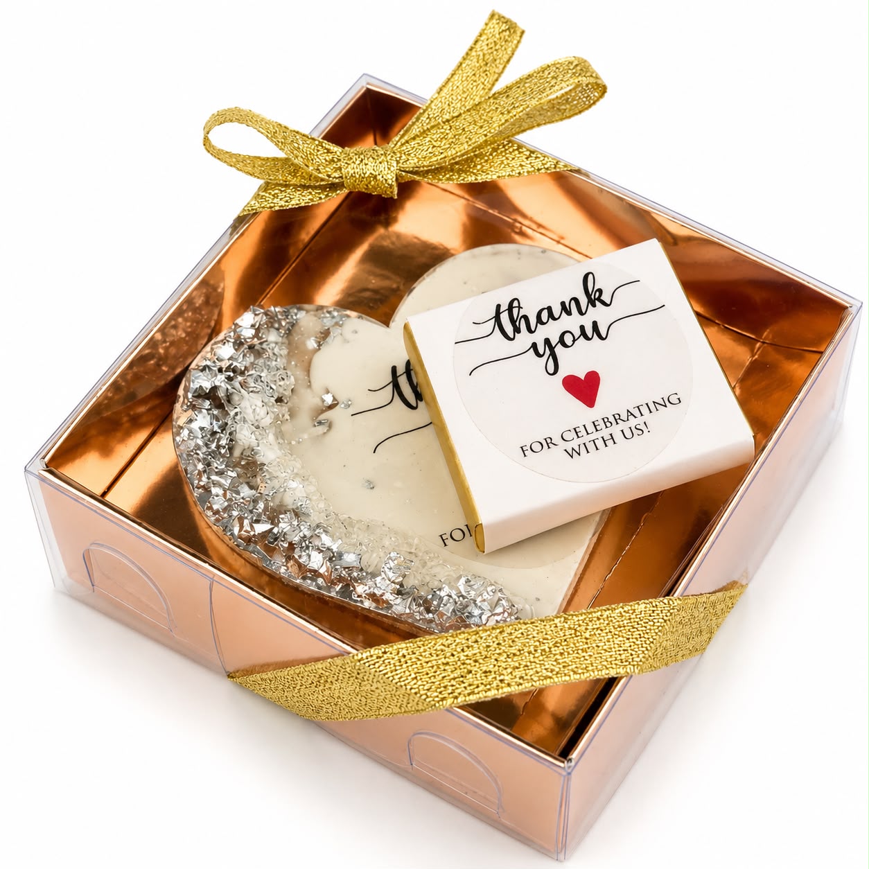 50 PCS Thank You for Celebrating With Us Gift Box – Custom Resin Magnet & Chocolate Wedding Favors