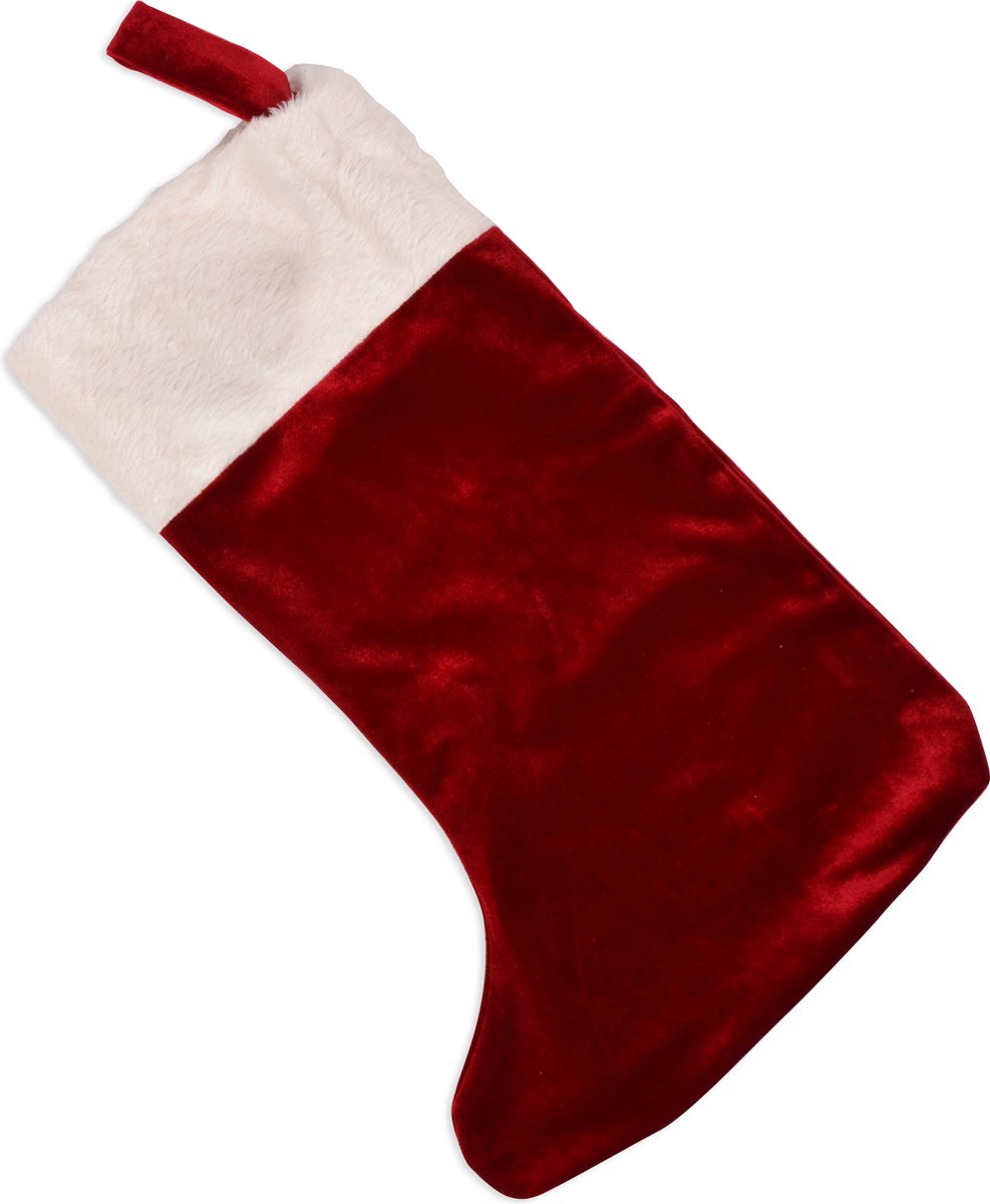 Calza rossa per la decorazione dell'albero di Natale