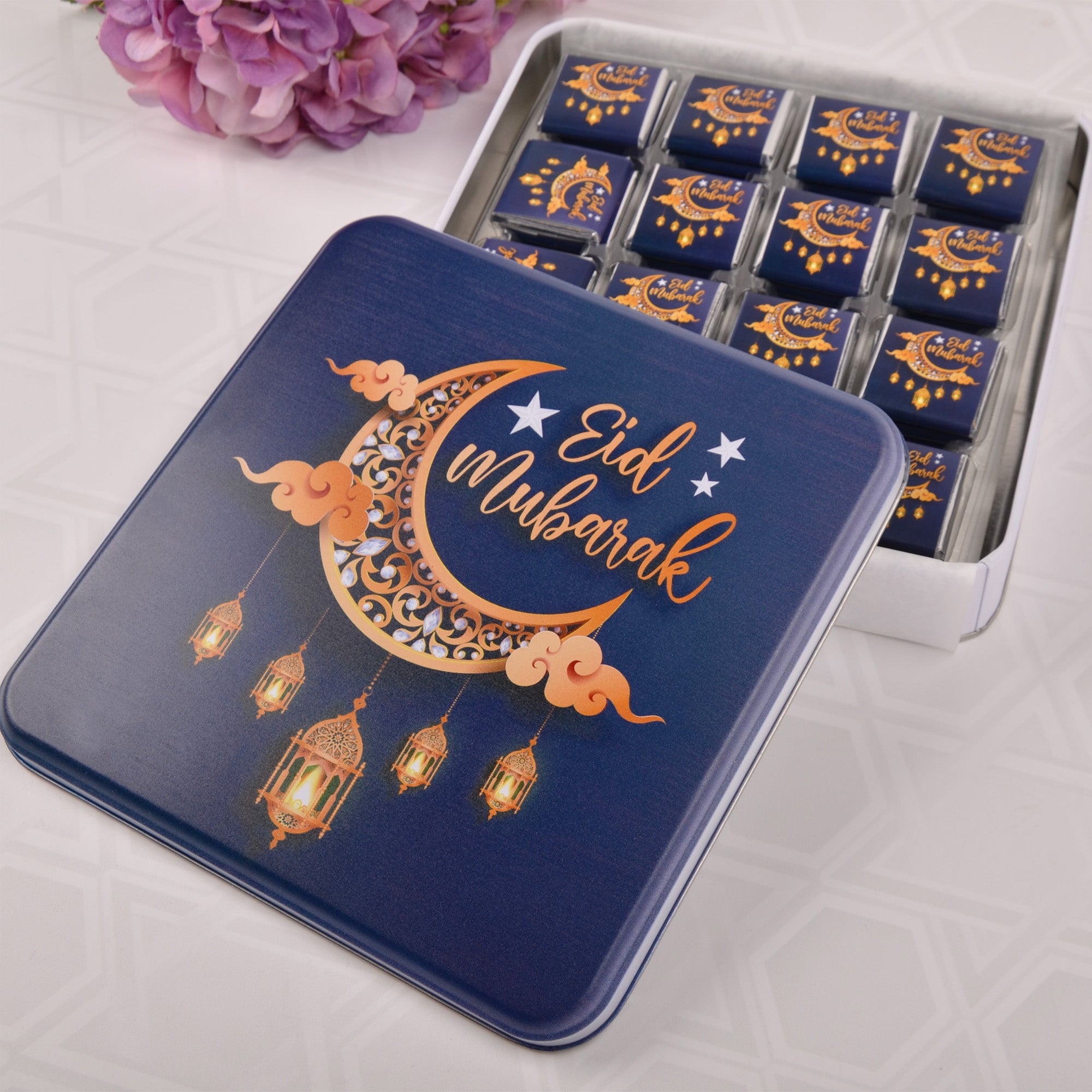 Eid Mubarak Chocolate - (Metal Box, 48 Chocolates)