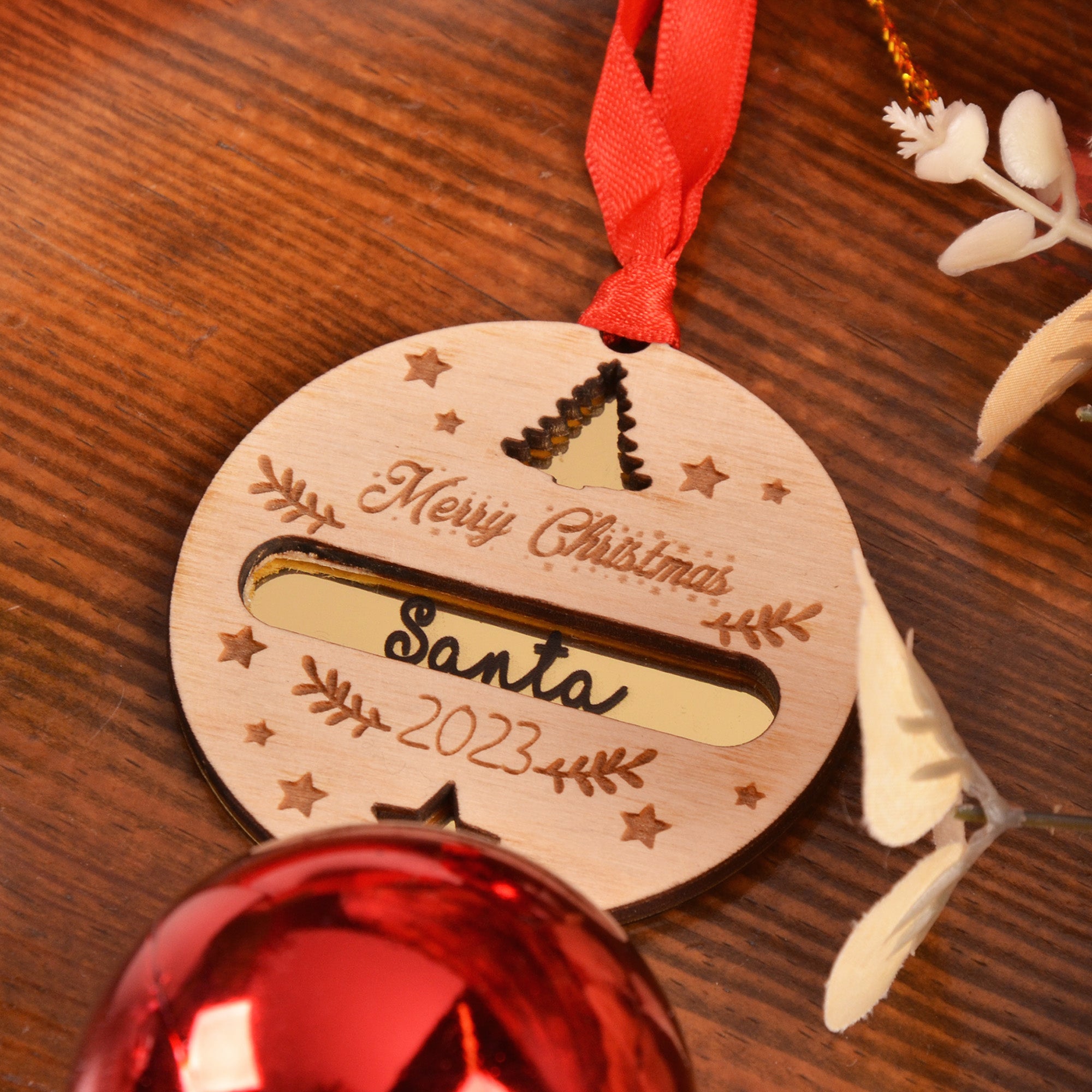 Ornamento di buon Natale in legno personalizzato, ornamento acrilico