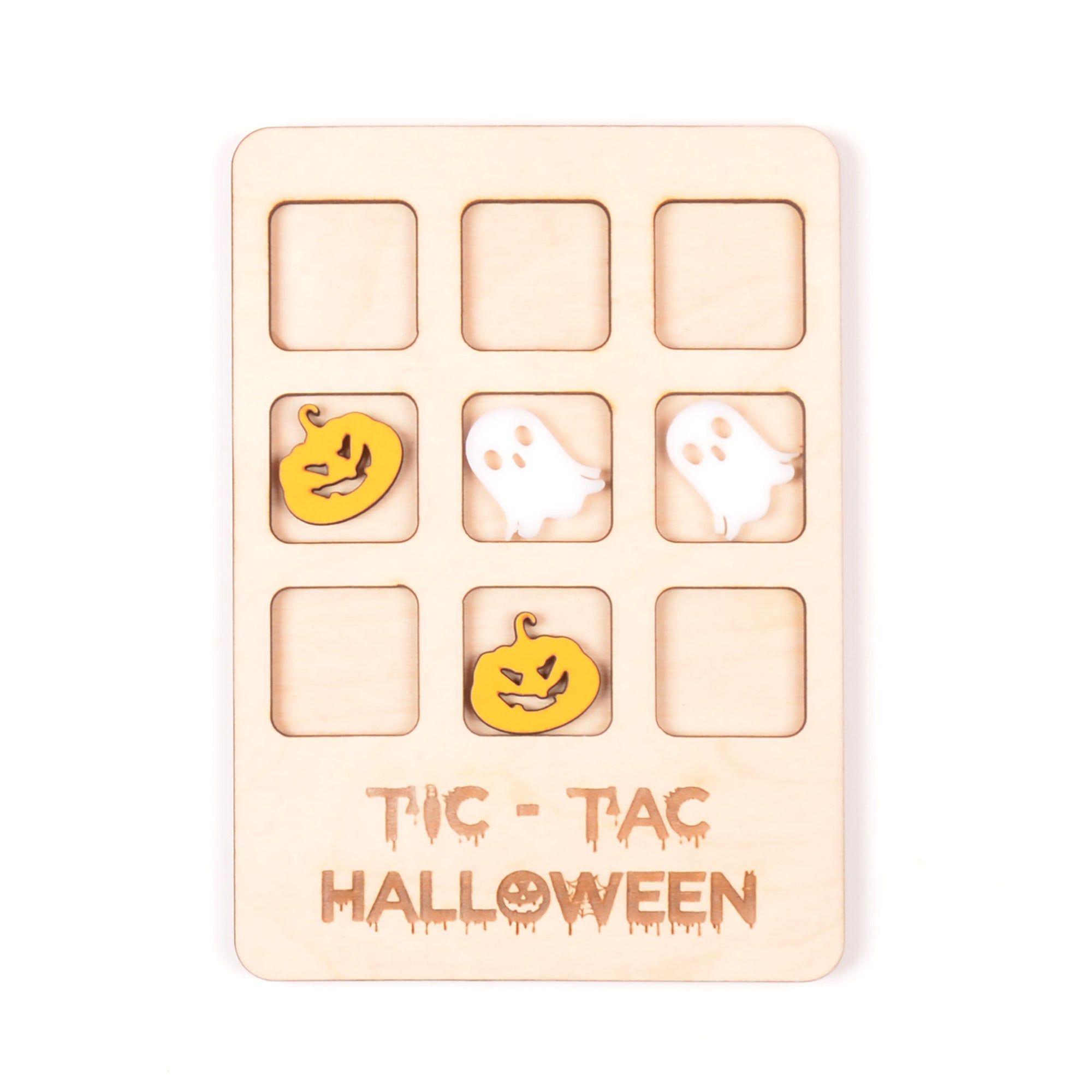 Wooden Halloween Tic Tac Toe Board