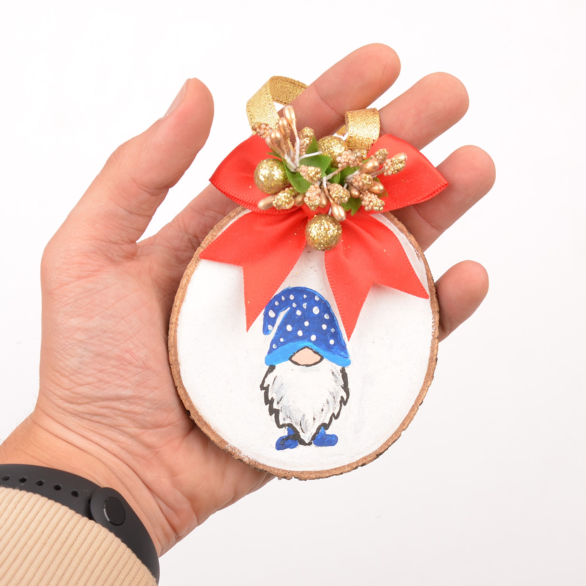 Gnome Wooden Christmas Ornaments | Hand Painted Ornament Gift