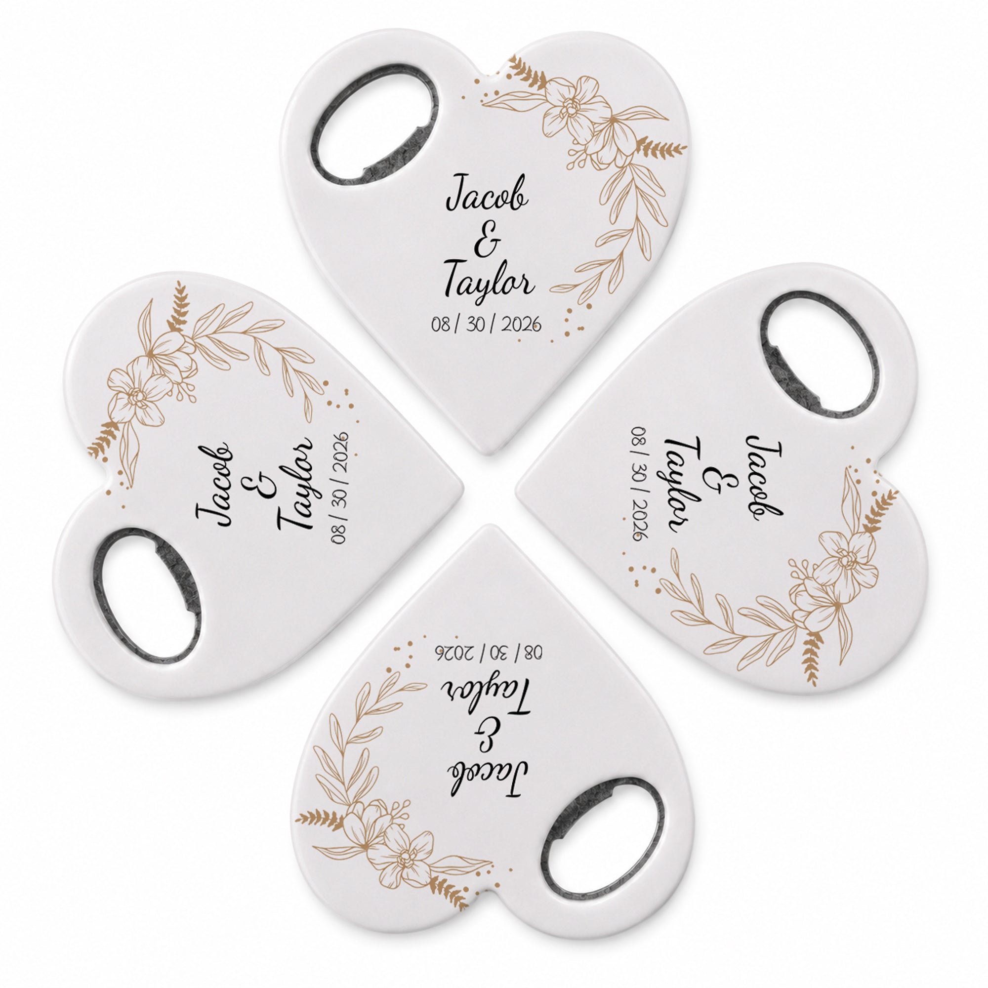 Personalized Heart Bottle Opener Magnet with 20 Design Options for Wedding Guests