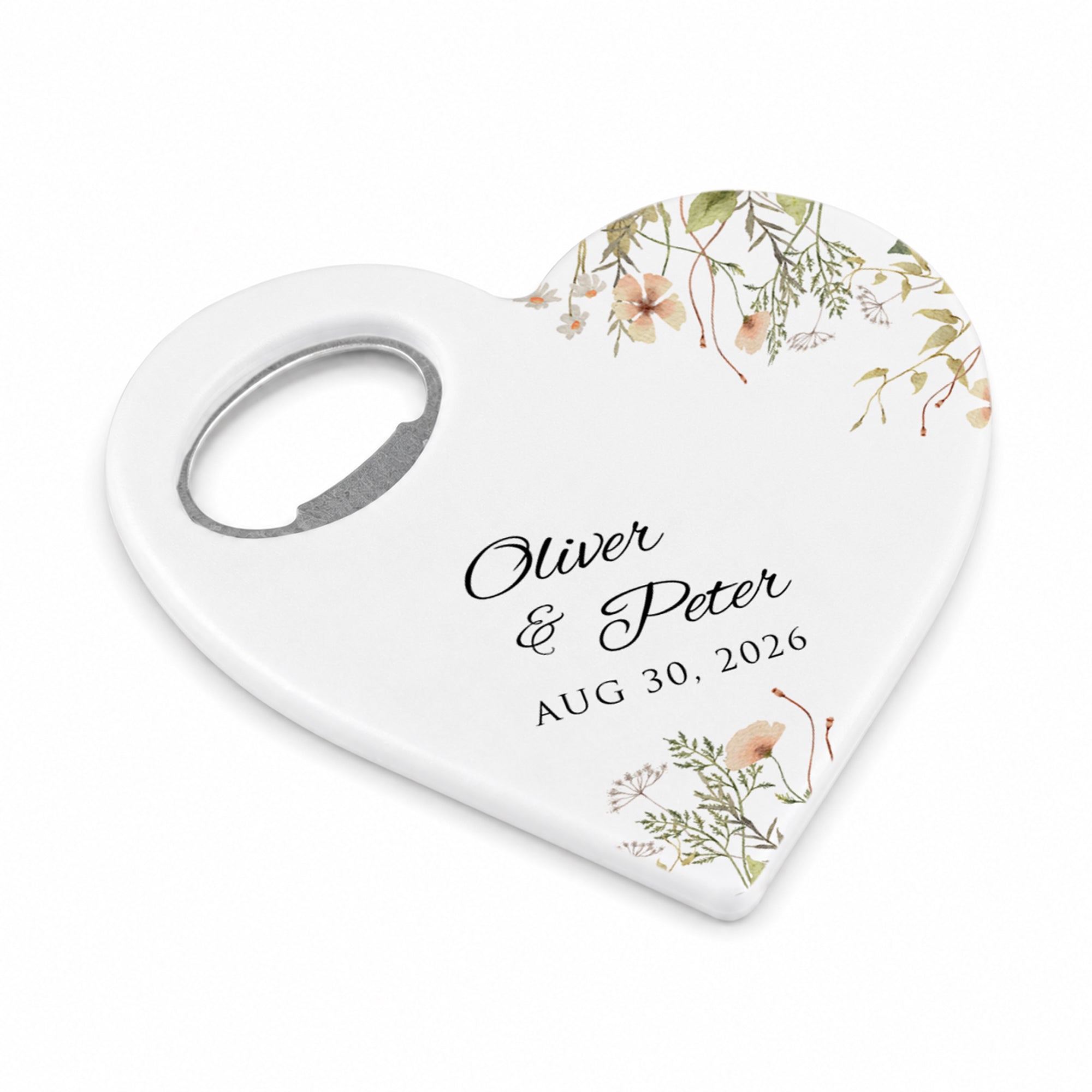 Personalized Bottle Opener Magnet with Thank You Design, Heart Shaped Gift for Guests in Bulk