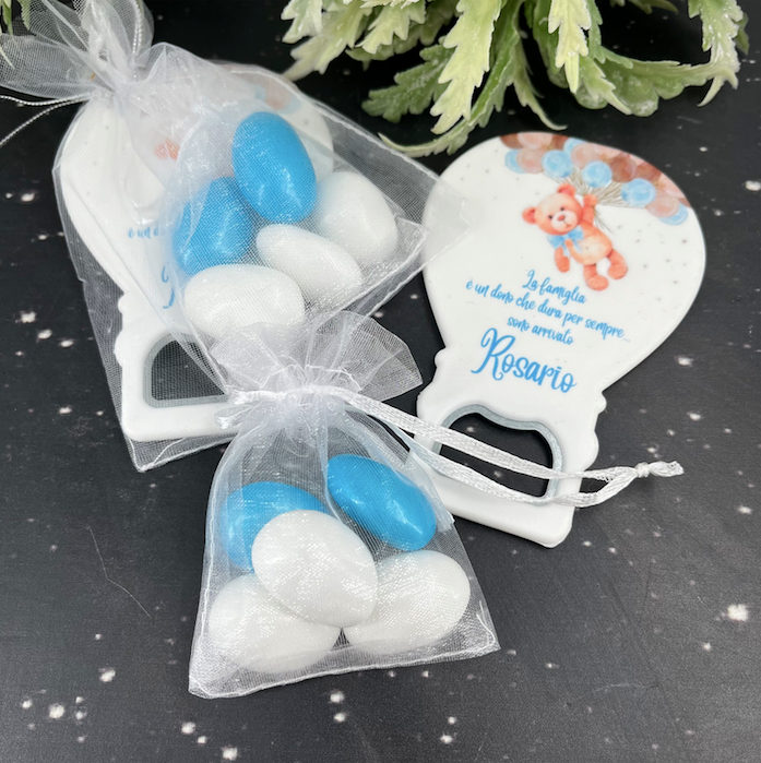 Baby Boy Balloon Magnet + 5 Pcs Dragee ( 20 pcs )