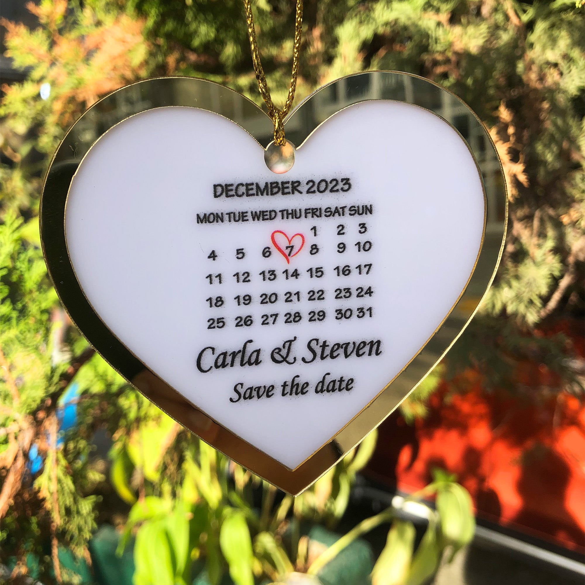 Ornamento personalizzato per la data del matrimonio, ornamento per matrimonio, calendario, regalo di anniversario, il nostro primo Natale, regalo per sposi, regalo di fidanzamento