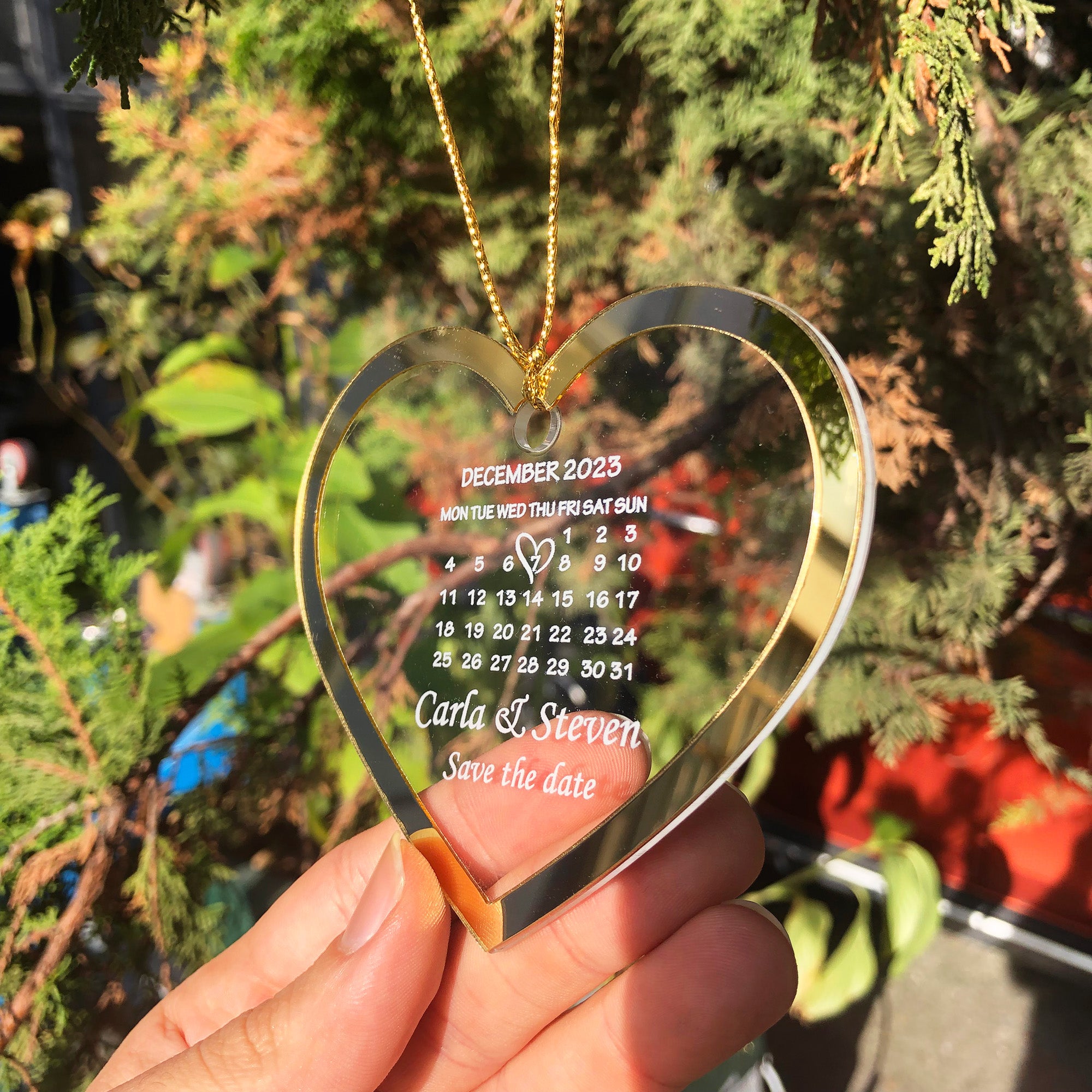 Ornamento personalizzato per la data del matrimonio, ornamento per matrimonio, calendario, regalo di anniversario, il nostro primo Natale, regalo per sposi, regalo di fidanzamento