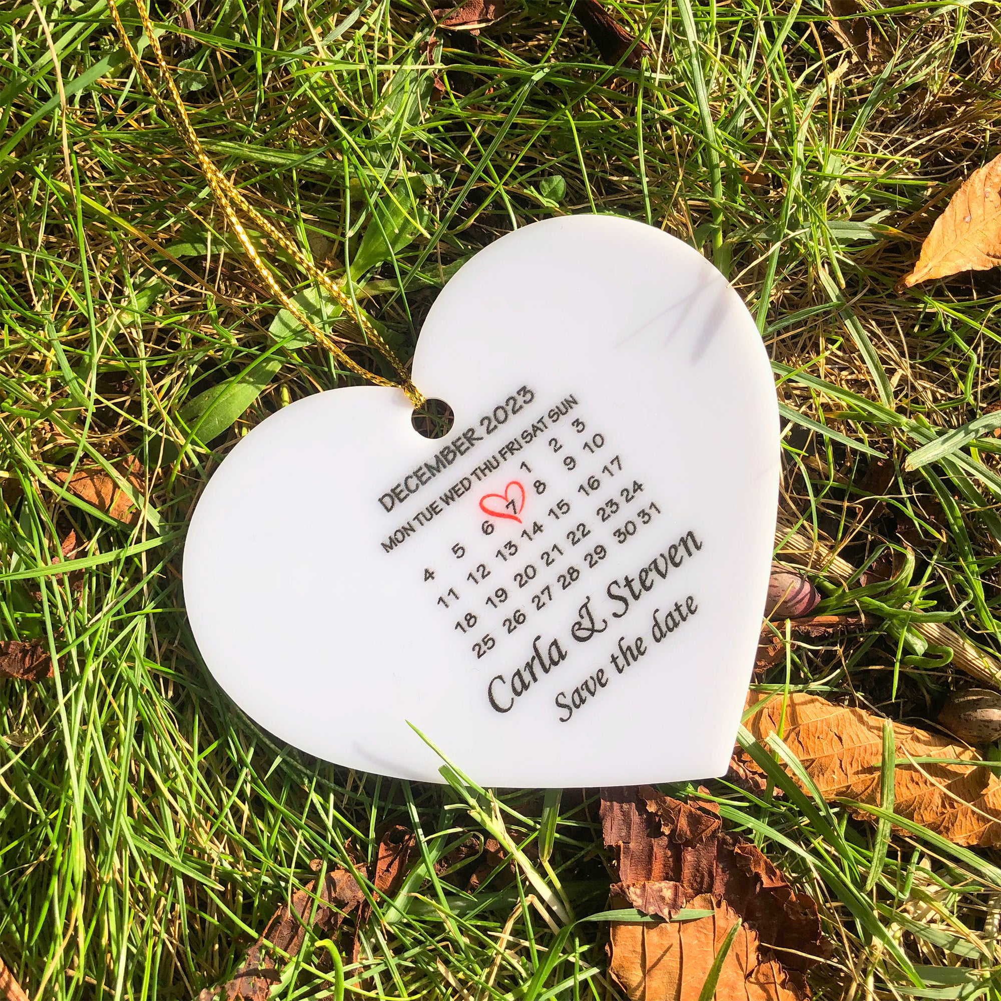 Ornamento personalizzato per la data del matrimonio, ornamento per matrimonio, calendario, regalo di anniversario, il nostro primo Natale, regalo per sposi, regalo di fidanzamento