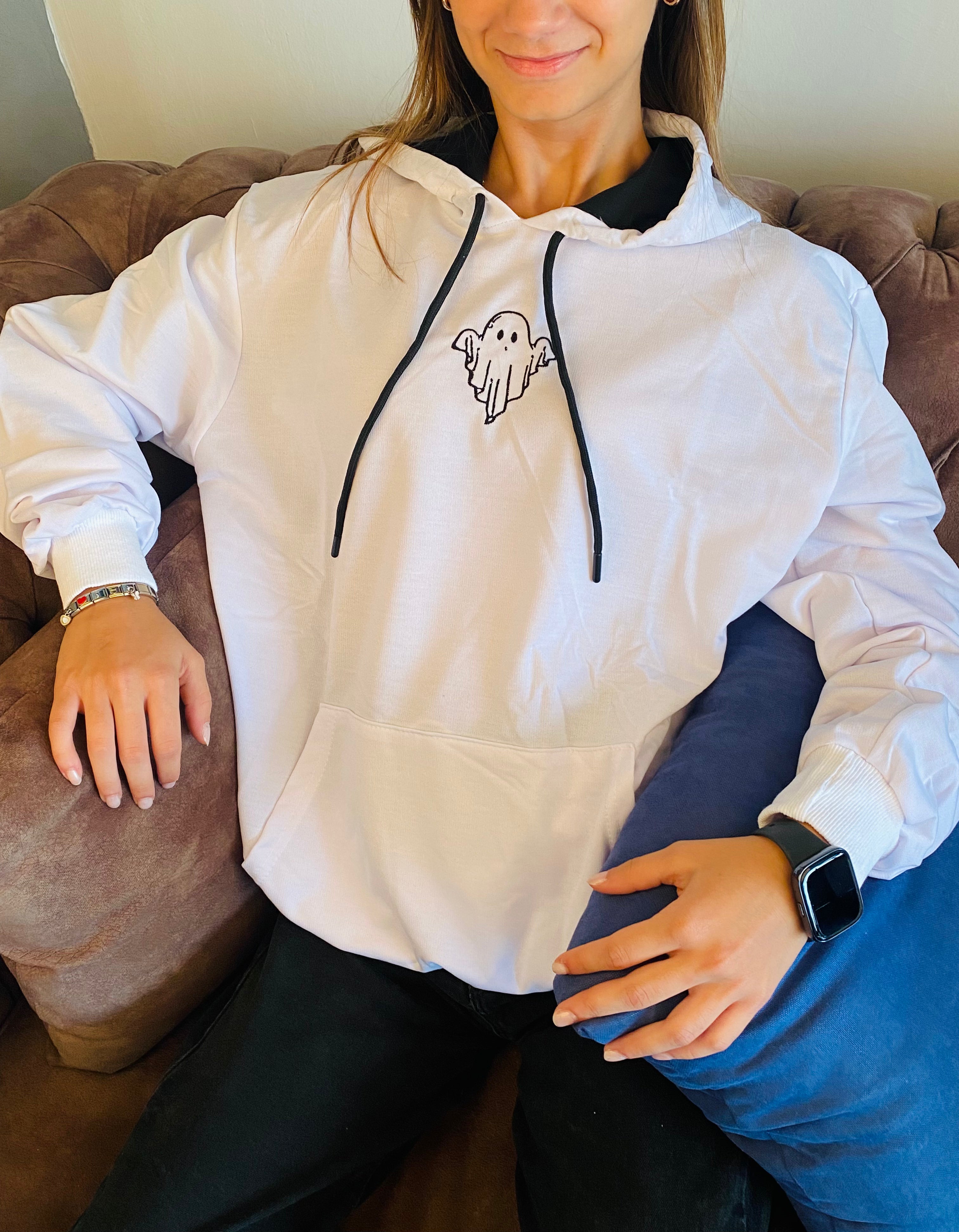 Halloween Ghost Embroidered Hoodie