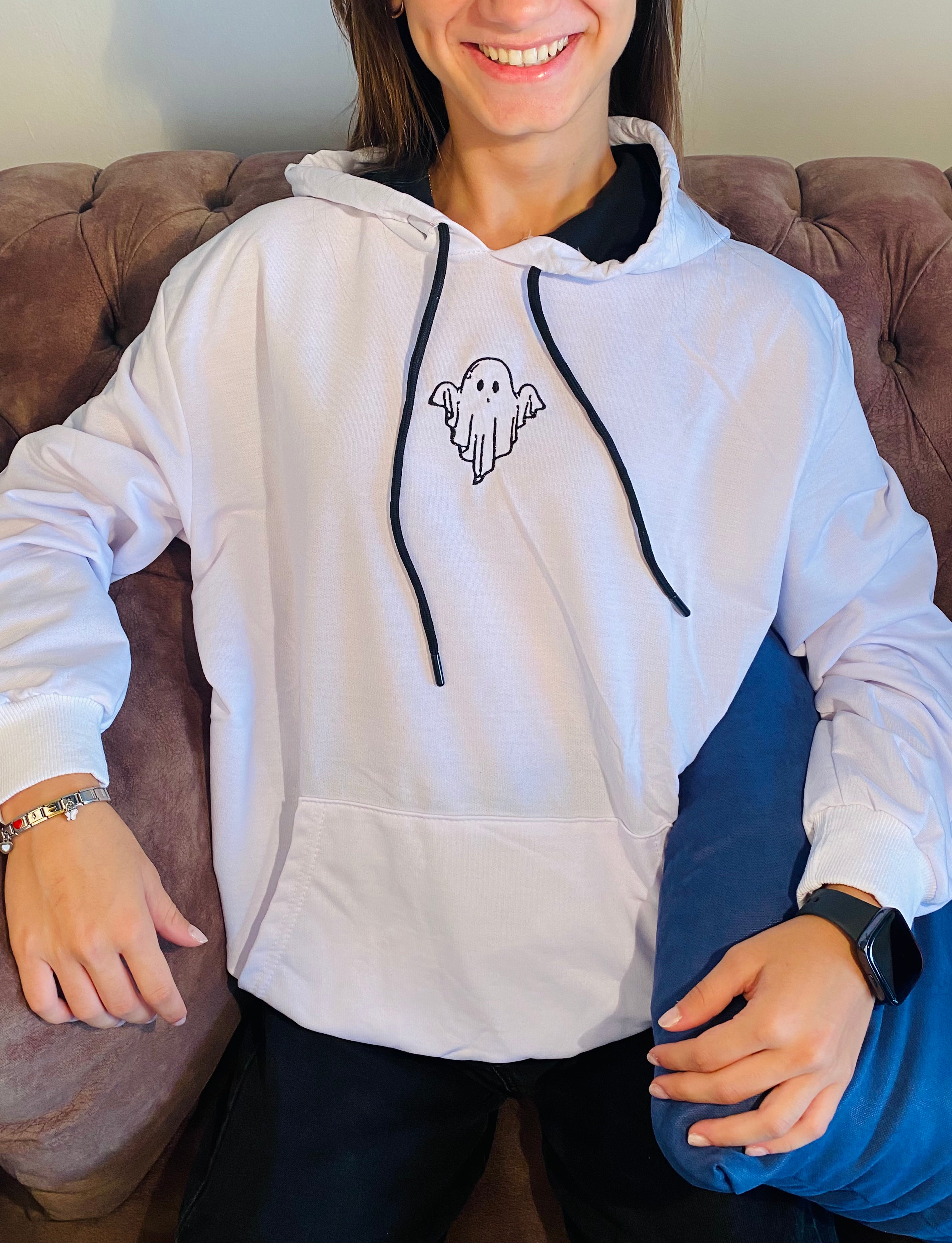 Halloween Ghost Embroidered Hoodie