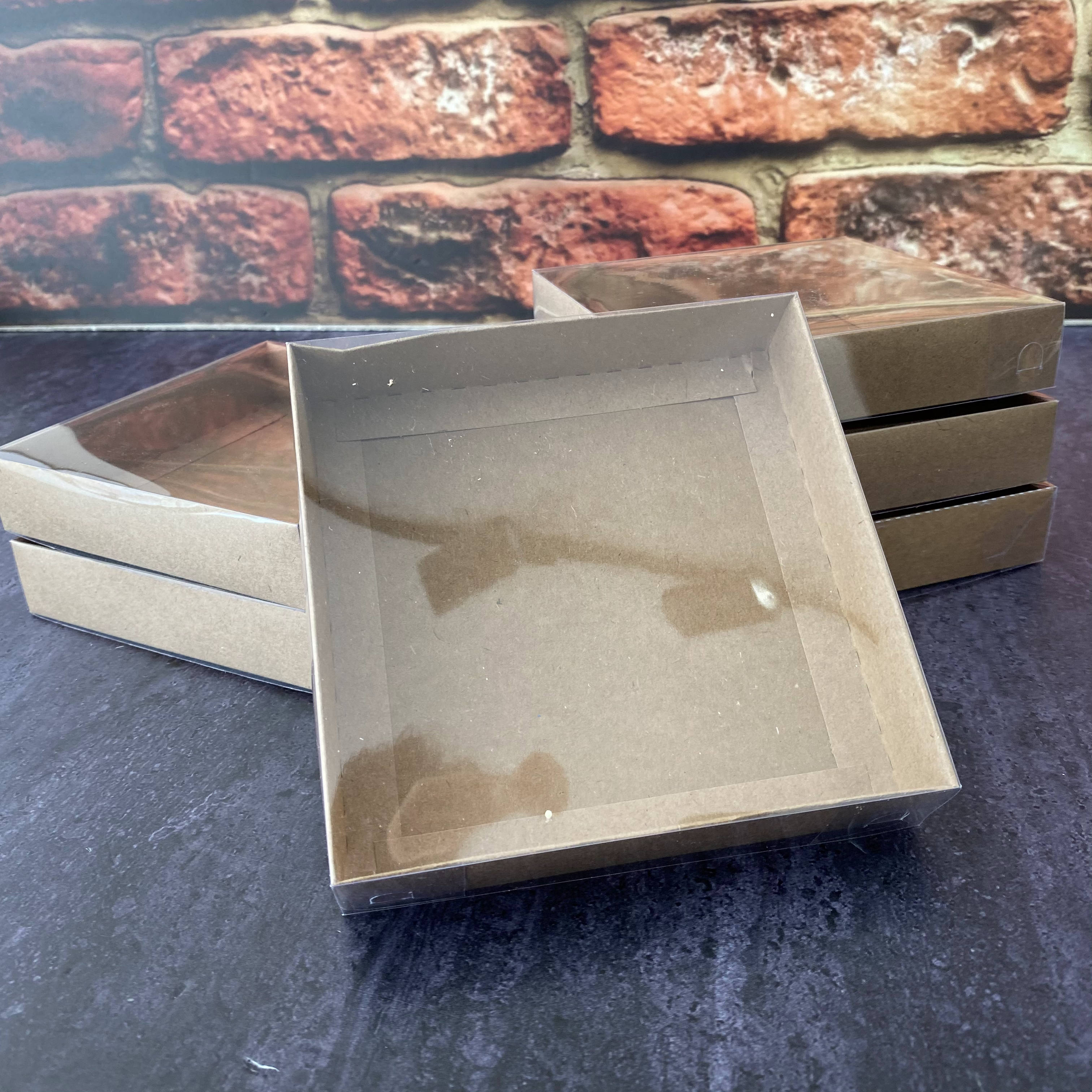 12x12x3 cm Cardboard Box with Clear Lid