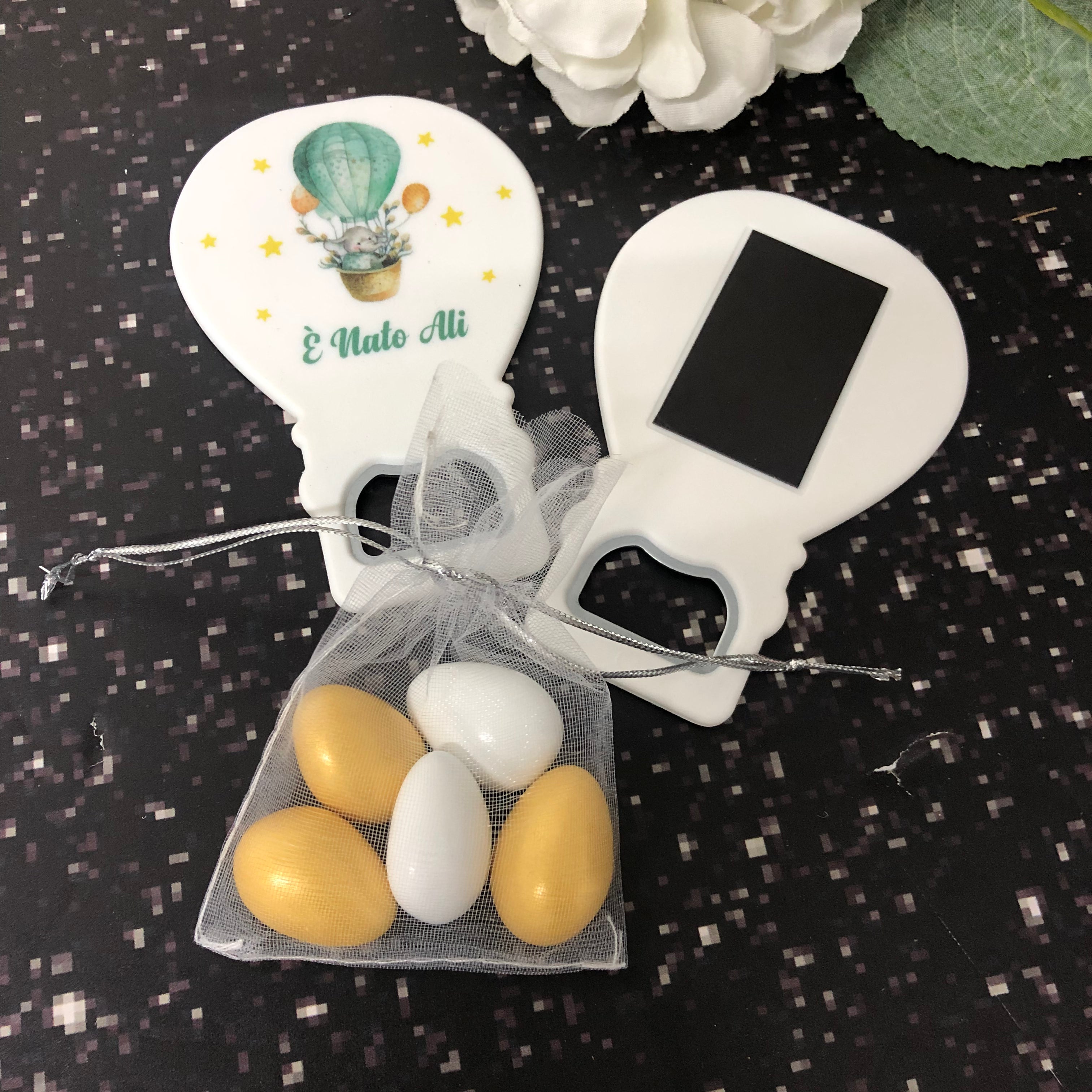 Baby Boy Balloon Magnet + 5 Pcs Dragee ( 20 pcs )