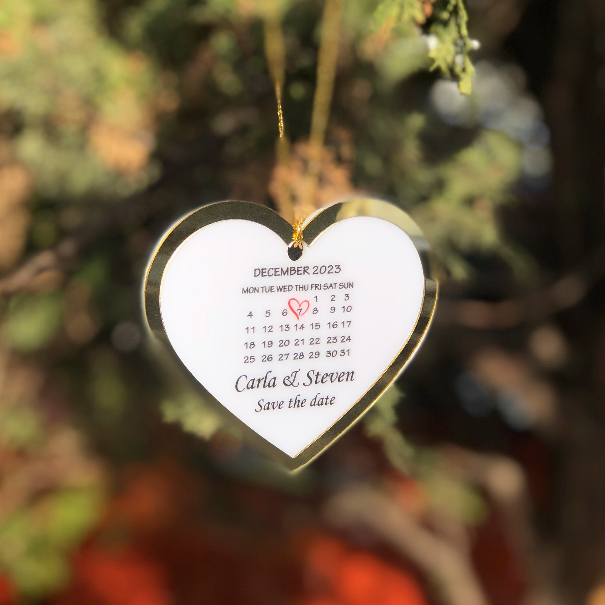 Ornamento personalizzato per la data del matrimonio, ornamento per matrimonio, calendario, regalo di anniversario, il nostro primo Natale, regalo per sposi, regalo di fidanzamento