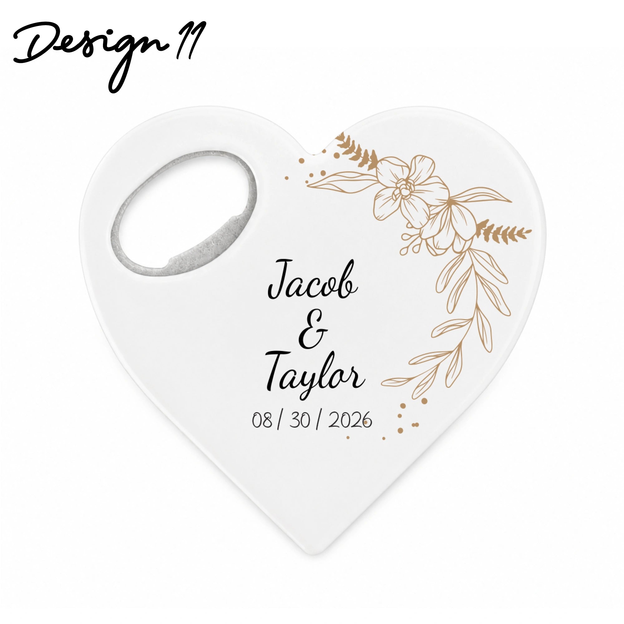 Personalized Heart Bottle Opener Magnet – Set of 50 Wedding Favors