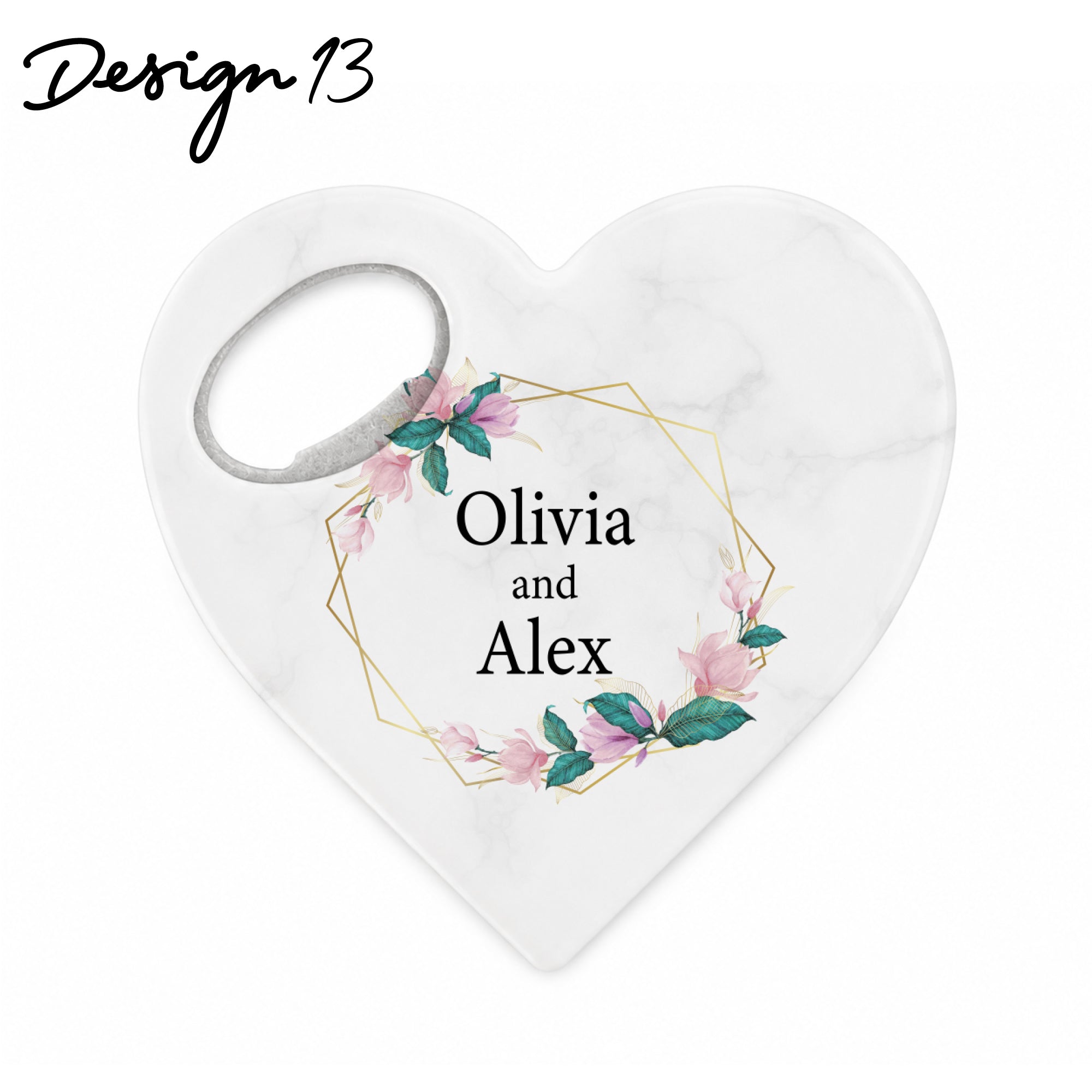 Personalized Heart Bottle Opener Magnet with 20 Design Options for Wedding Guests