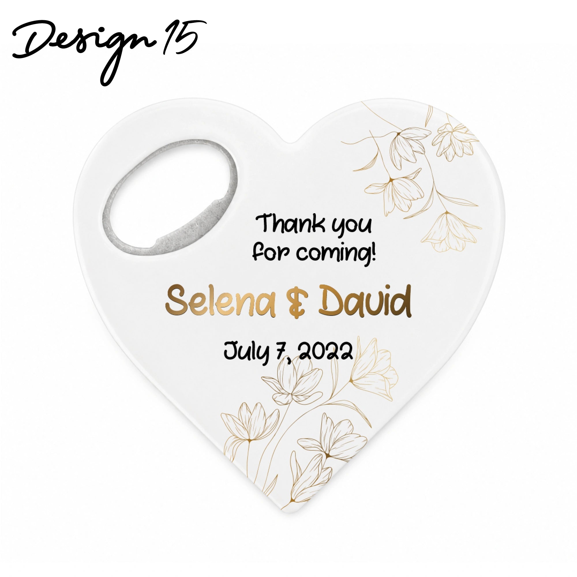 Personalized Heart Bottle Opener Magnet – Set of 50 Wedding Favors