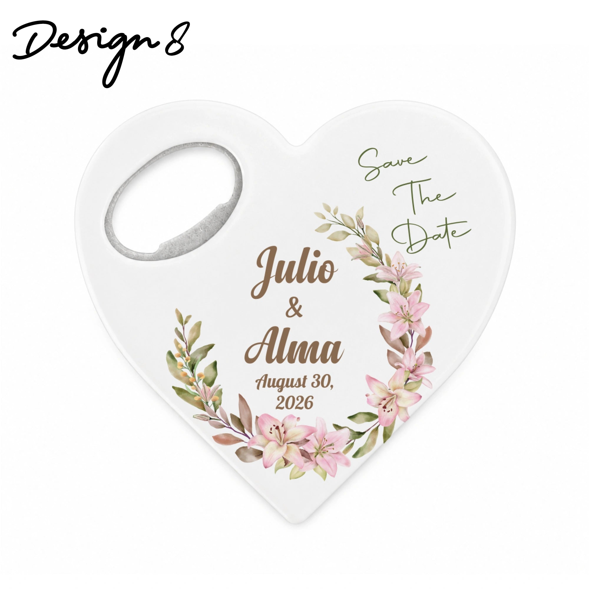 Personalized Heart Bottle Opener Magnet – Set of 50 Wedding Favors