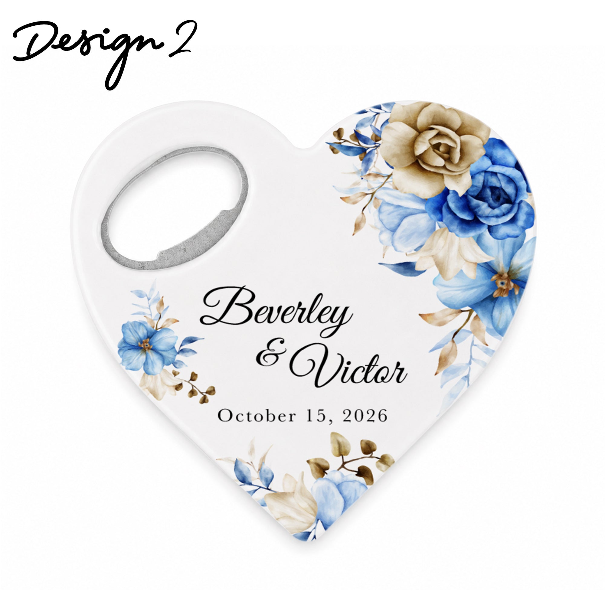 Personalized Bottle Opener Magnet , Heart Shaped Gift for Guests in Bulk