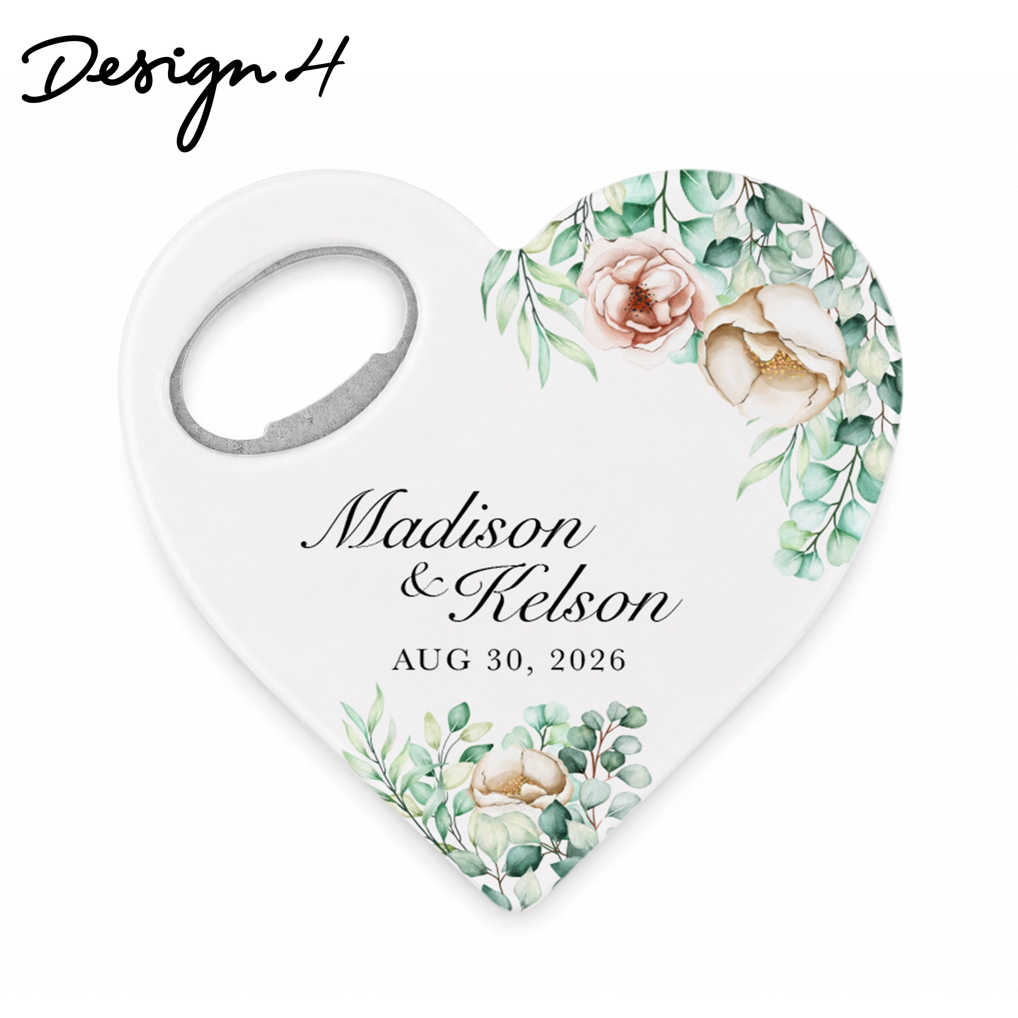 Personalized Bottle Opener Magnet , Heart Shaped Gift for Guests in Bulk