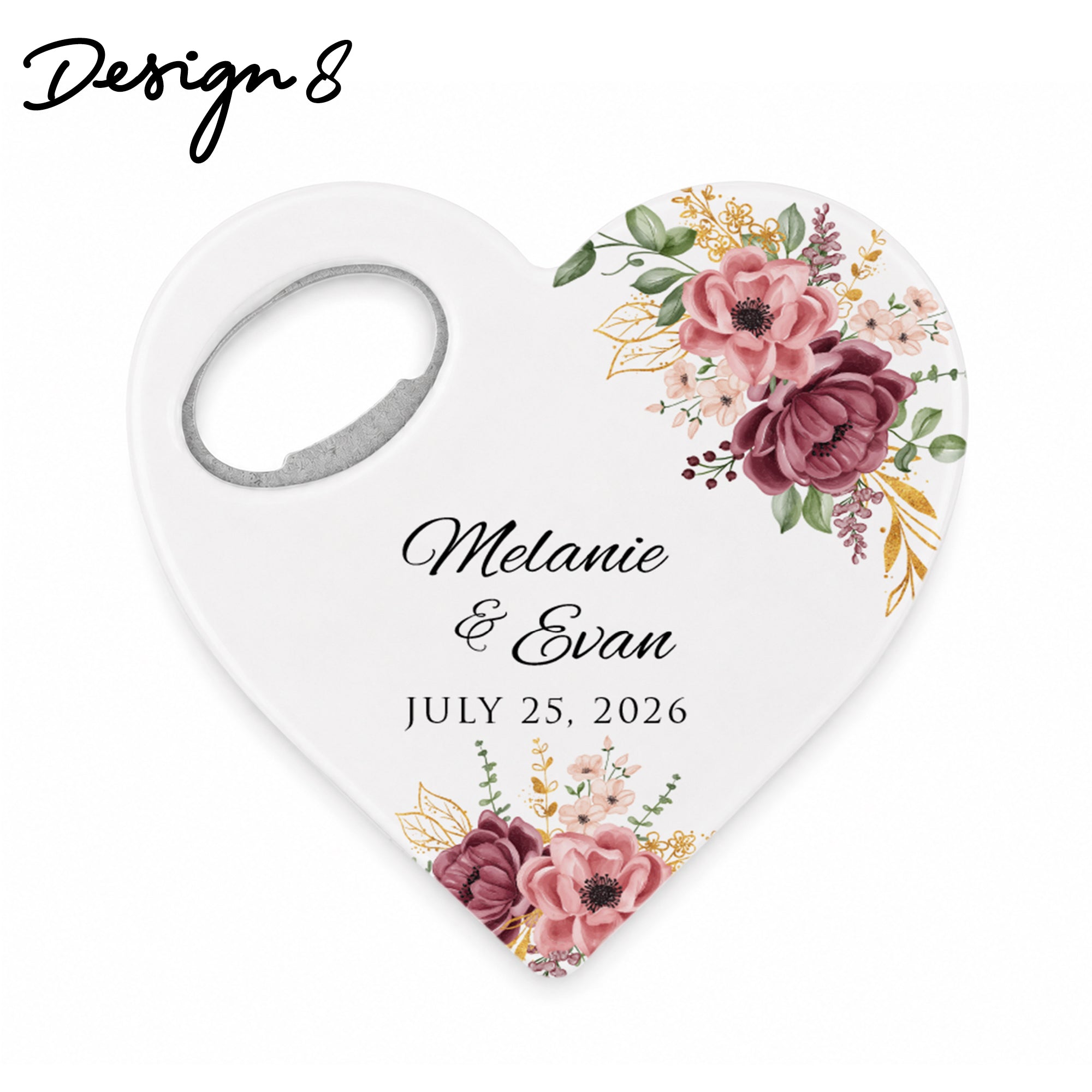 Personalized Bottle Opener Magnet , Heart Shaped Gift for Guests in Bulk