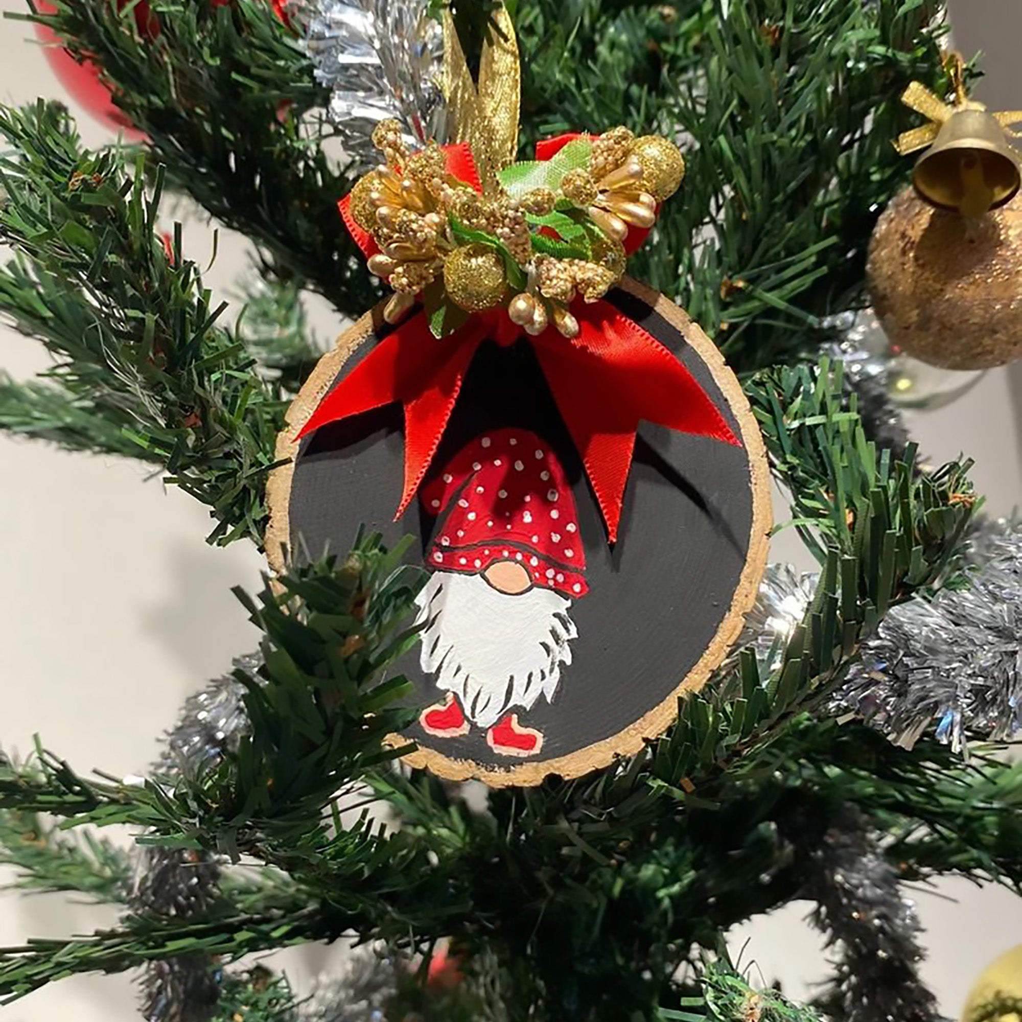 Gnome Wooden Christmas Ornaments | Hand Painted Ornament Gift