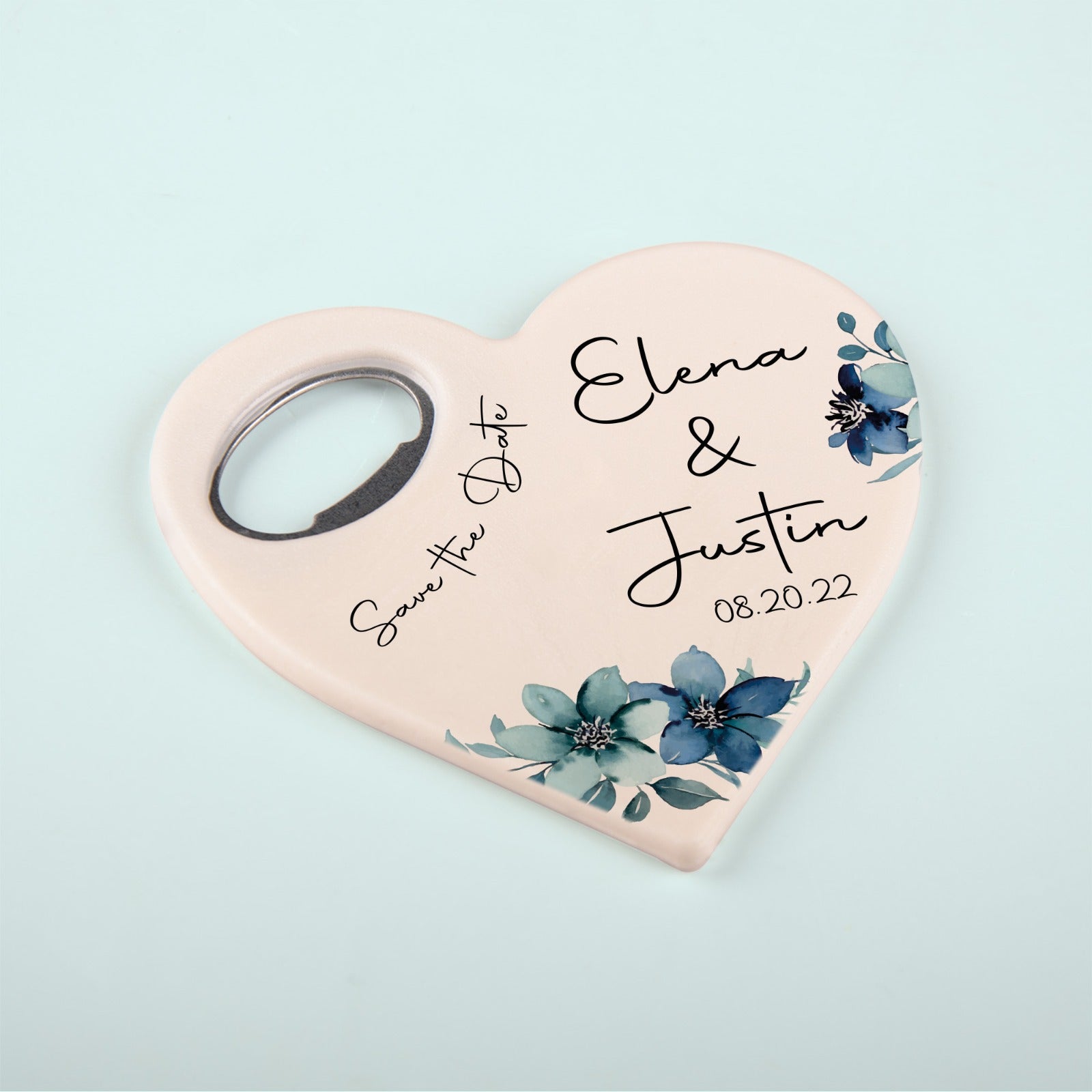 Personalized Bottle Opener Magnet , Heart Shaped Gift for Guests in Bulk