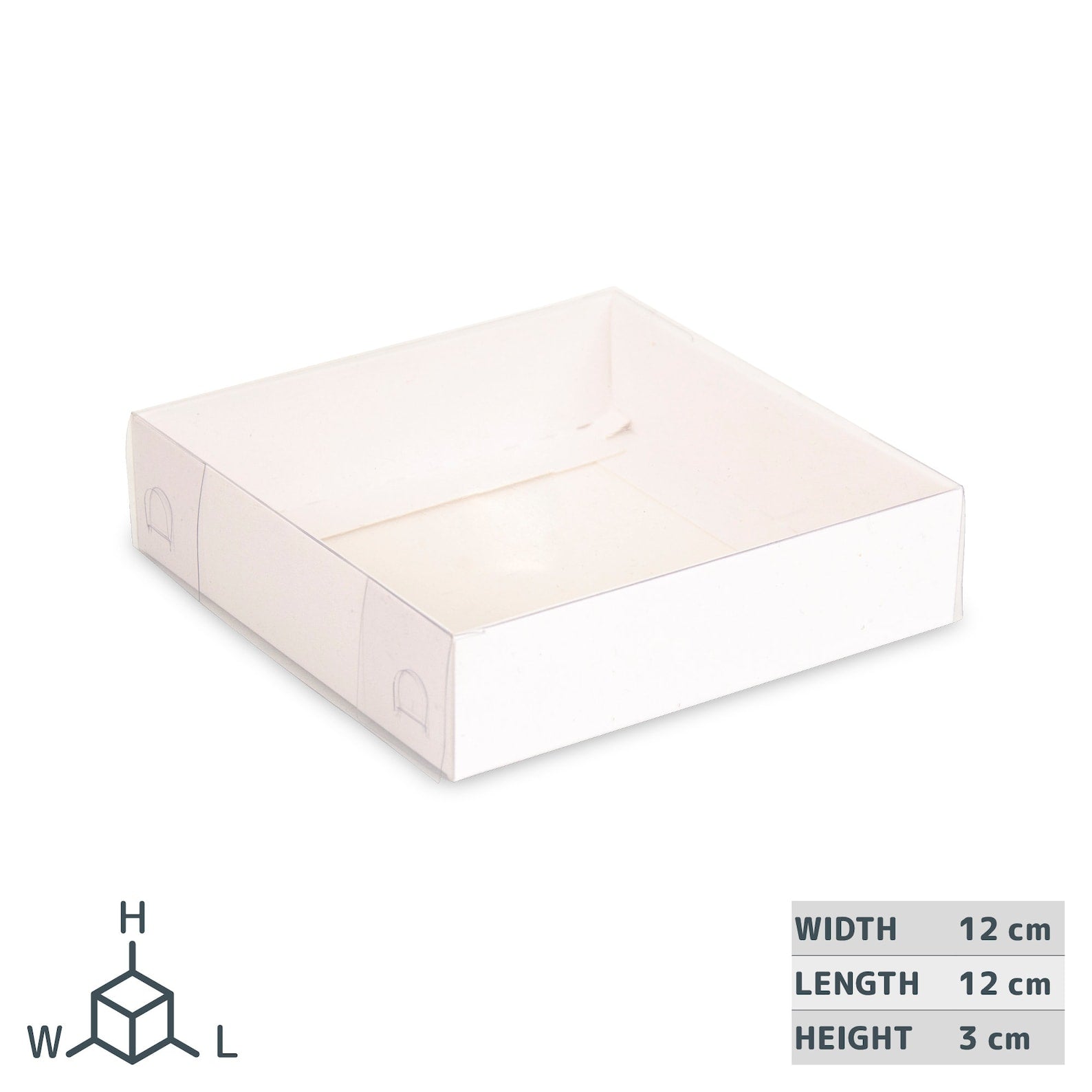 12x12x3 cm Cardboard Box with Clear Lid