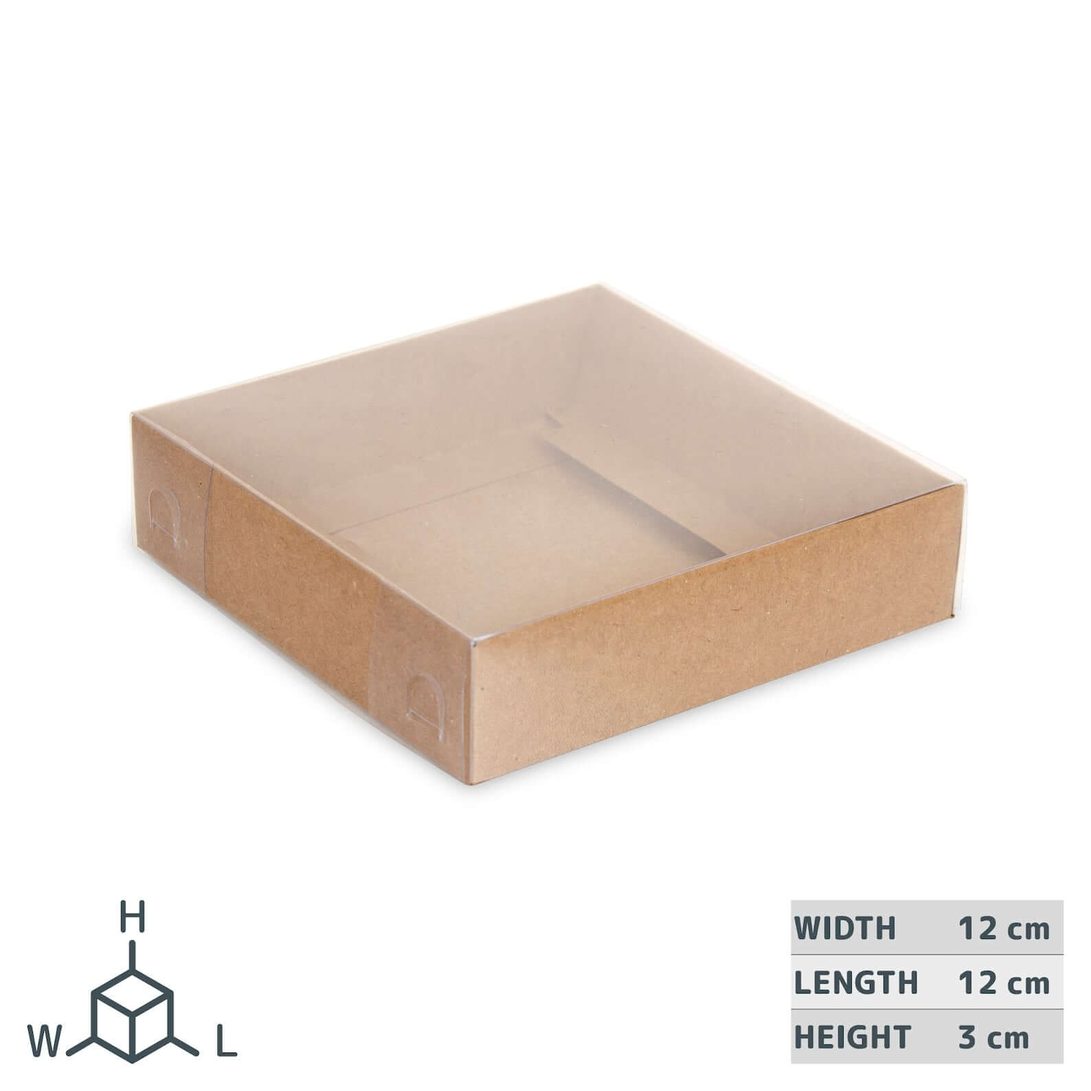 12x12x3 cm Cardboard Box with Clear Lid
