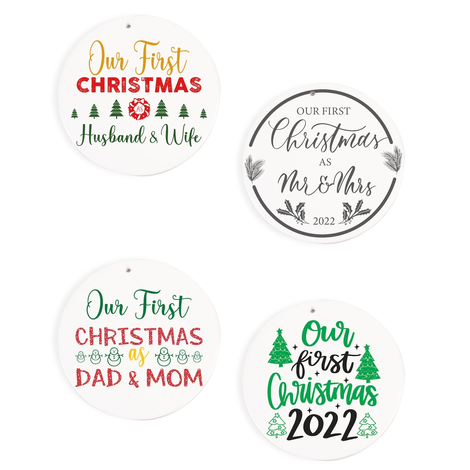 Our First Christmas Ceramic Ornament | Set of 4