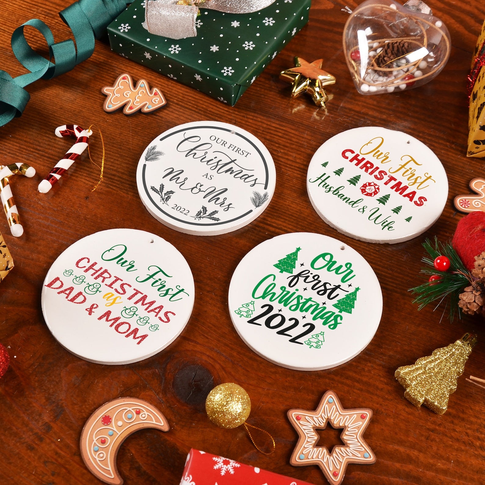 Our First Christmas Ceramic Ornament | Set of 4
