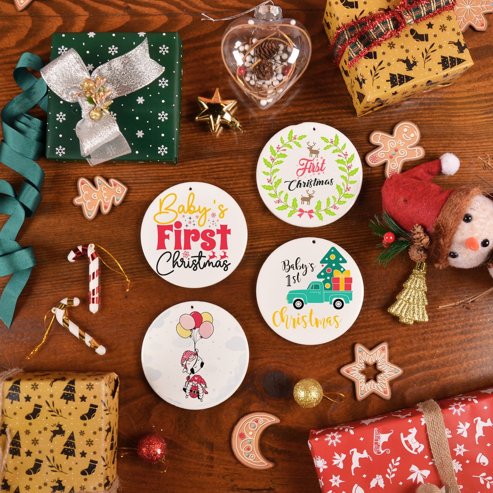 Baby's First Christmas Ceramic Ornaments | Set of 4
