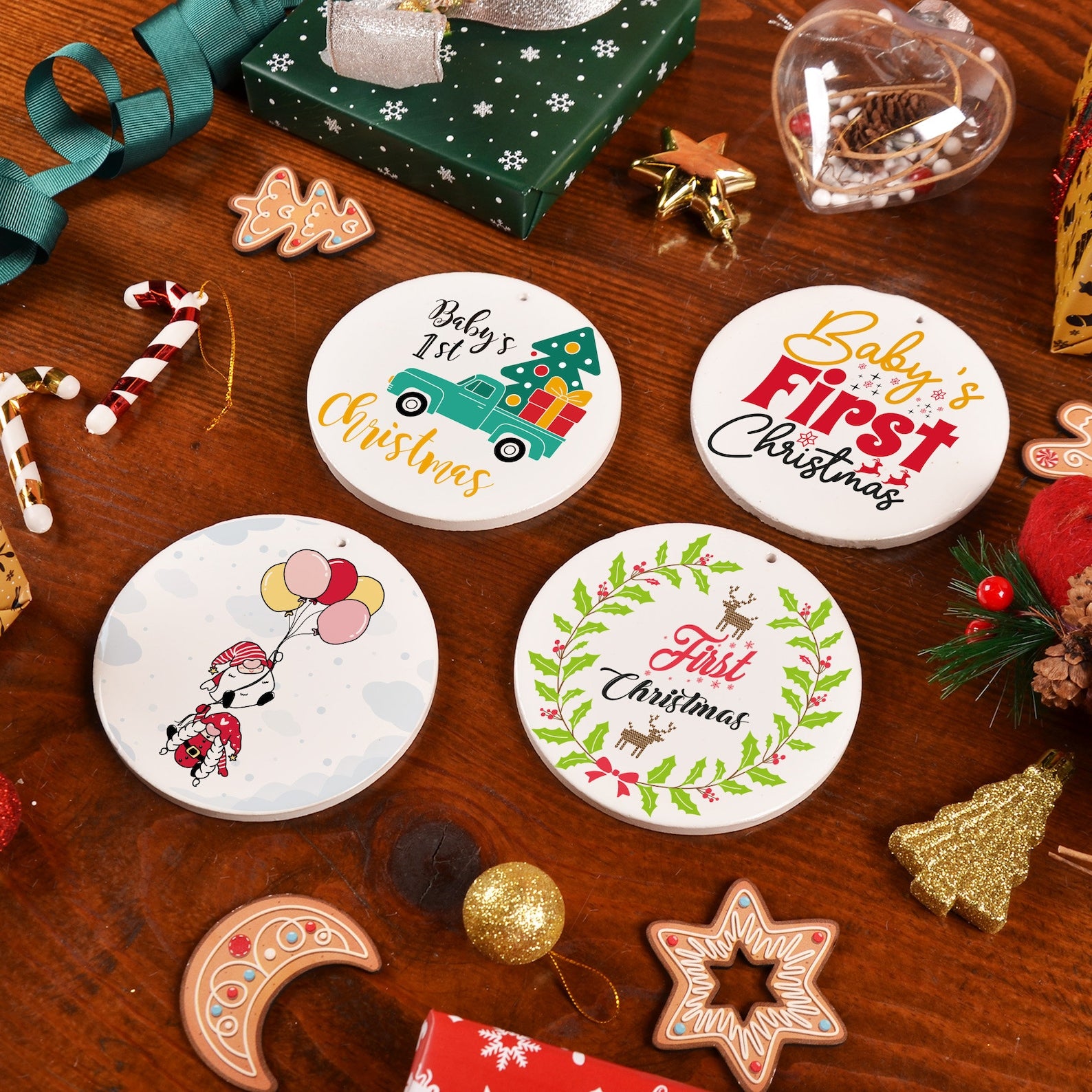 Baby's First Christmas Ceramic Ornaments | Set of 4