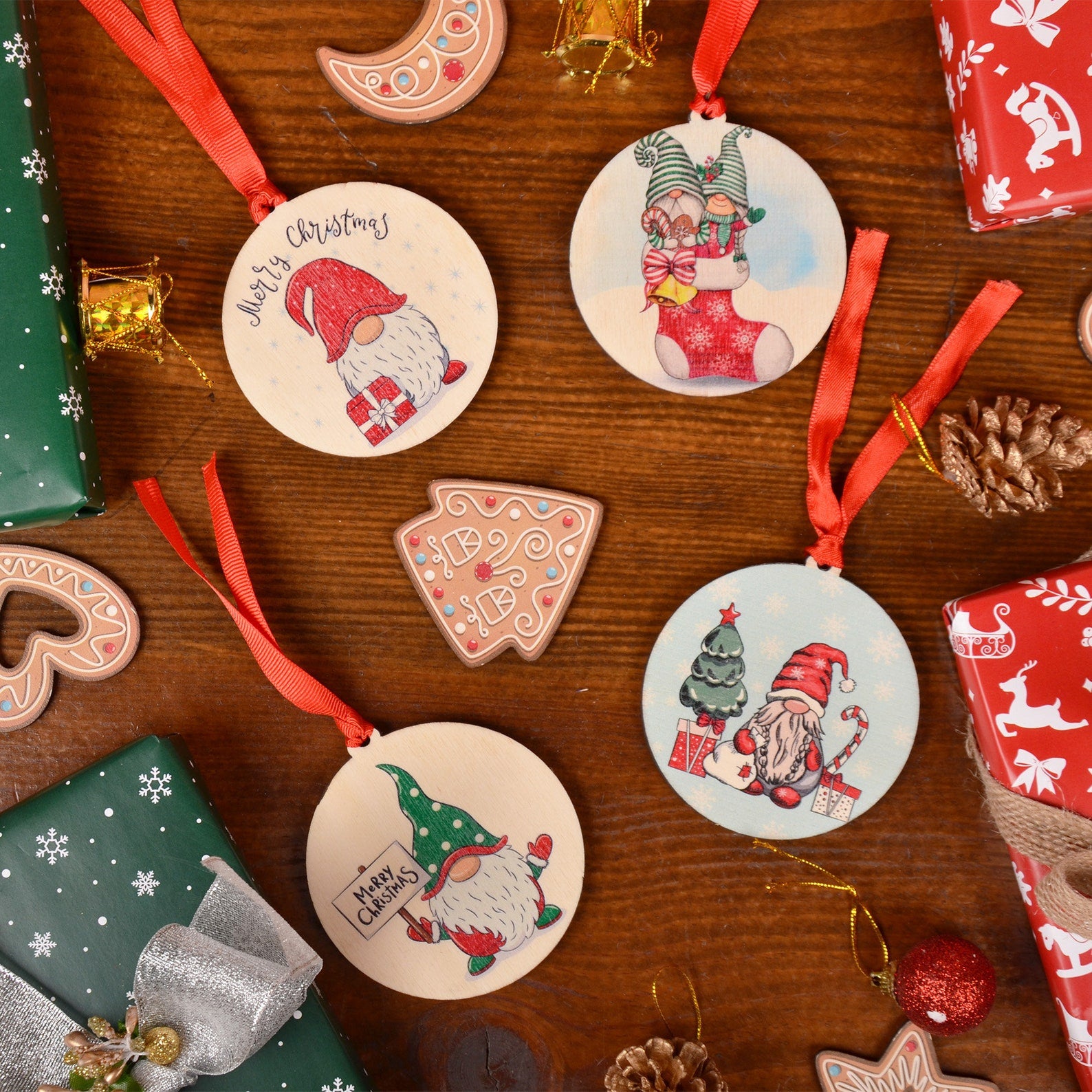 Gnome Christmas Ornaments 4 pieces