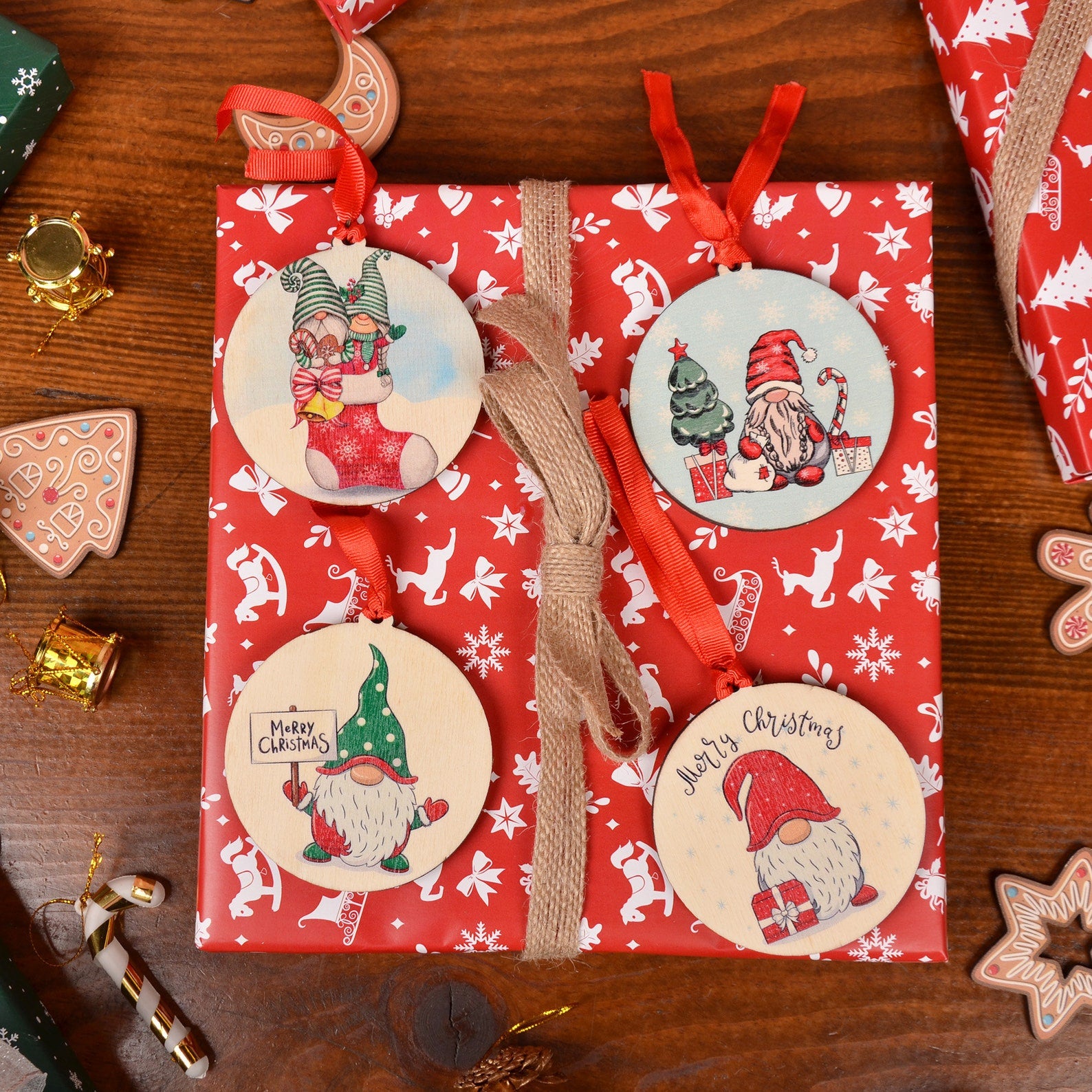 Gnome Christmas Ornaments 4 pieces