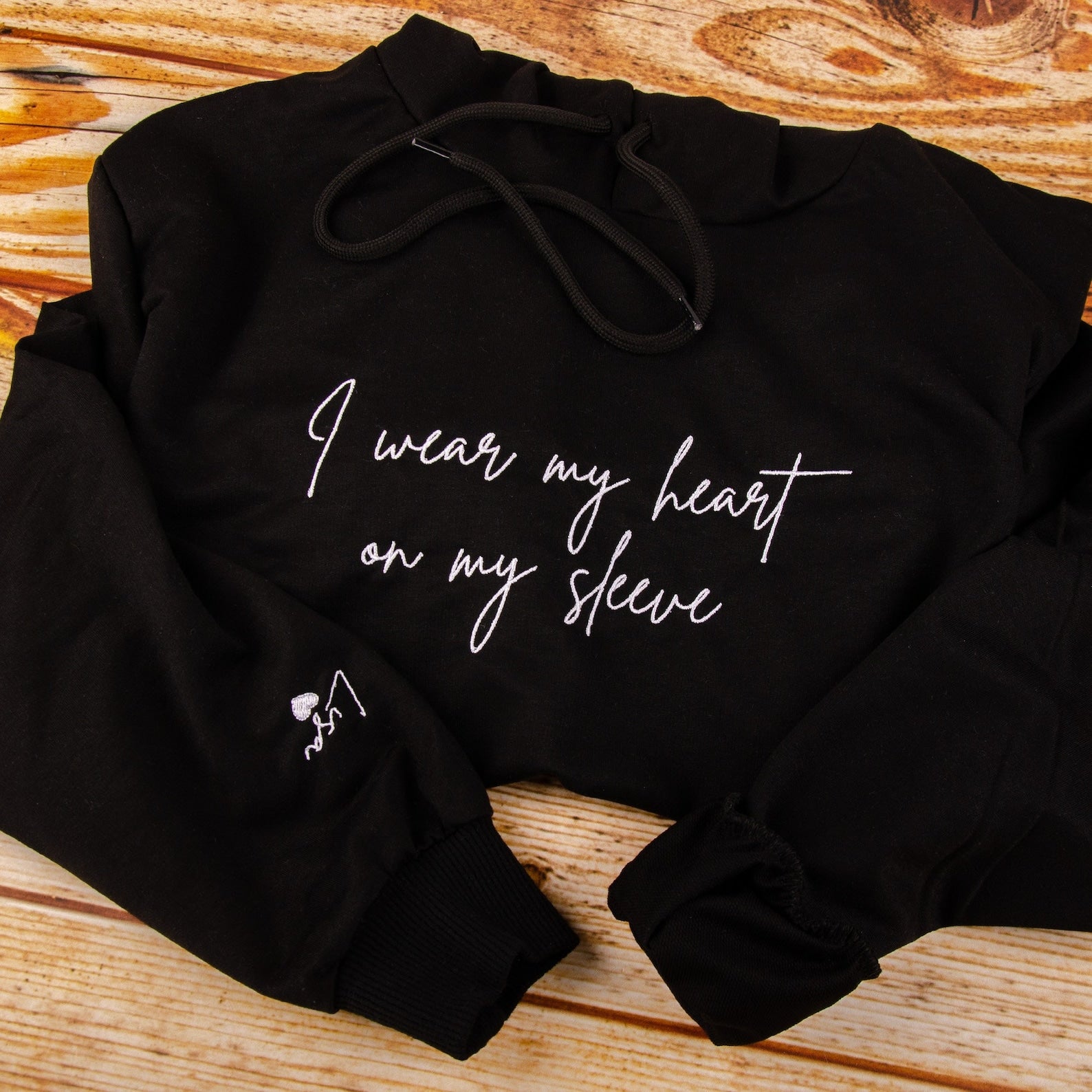 Personalized Embroidered I Wear My Heart On My Sleeve Sweatshirt with Kids Names on Sleeve