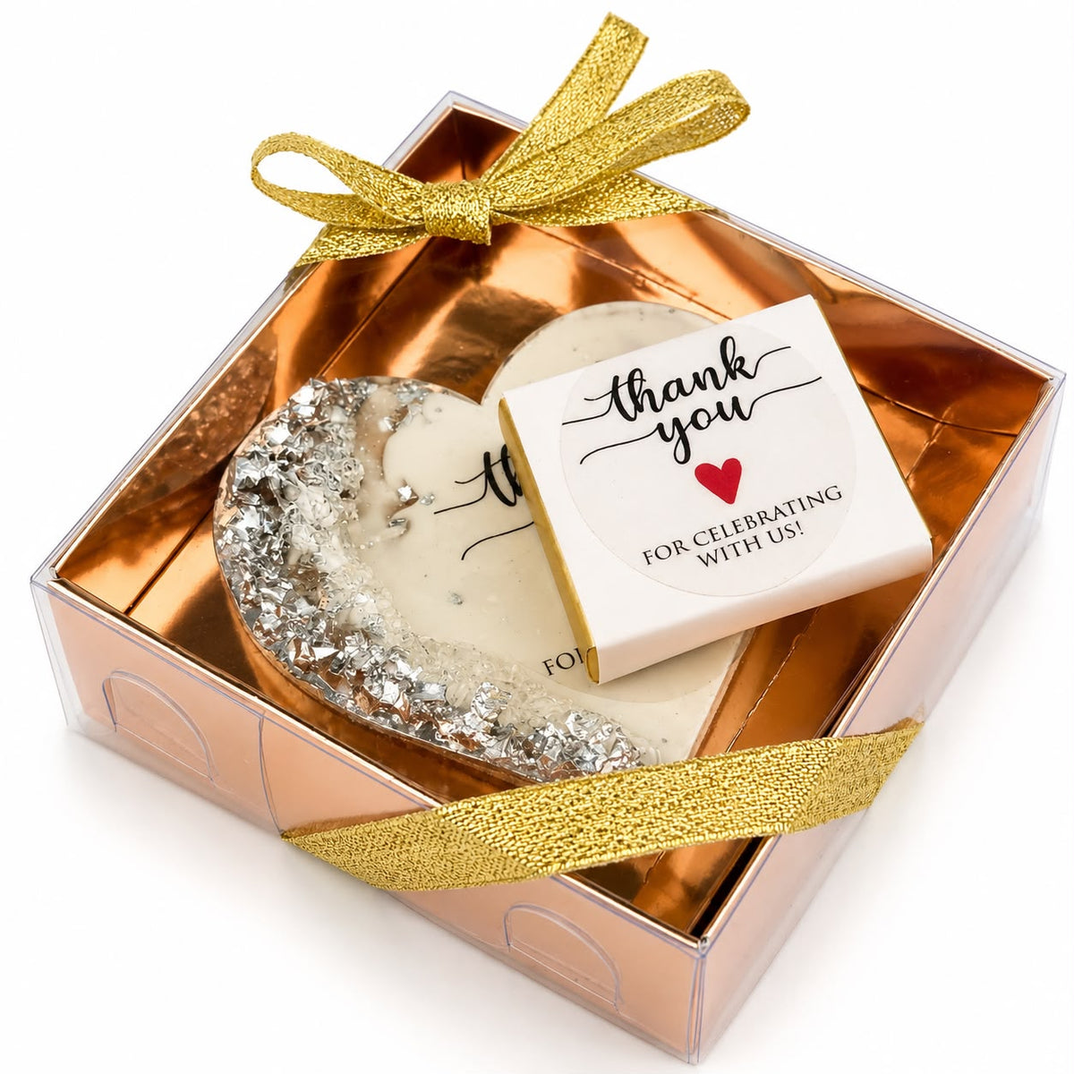 50 PCS Thank You for Celebrating With Us Gift Box – Custom Resin Magnet & Chocolate Wedding Favors