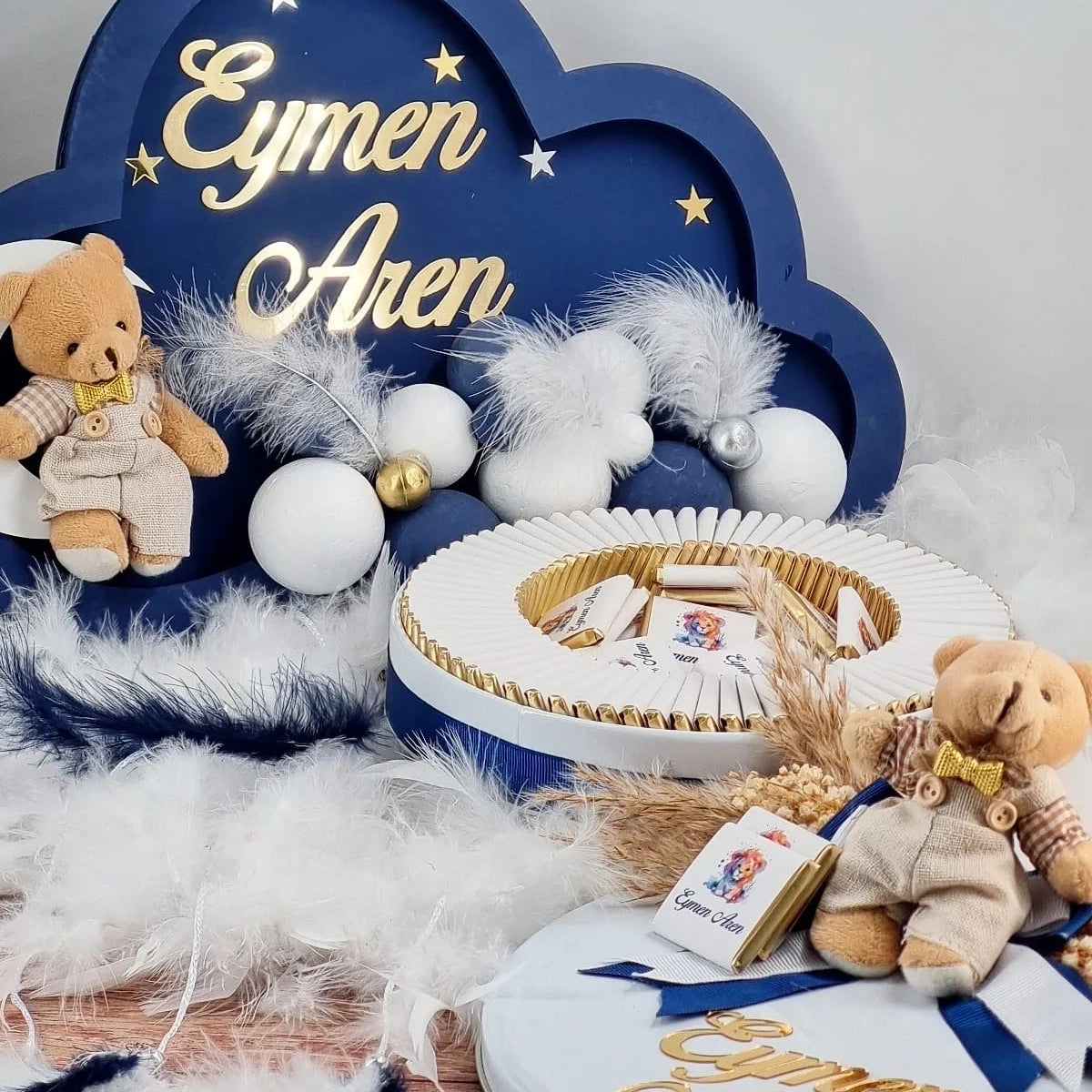 Baby Door Sign ( with Led + Balloon Decor ) and Chocolate Box