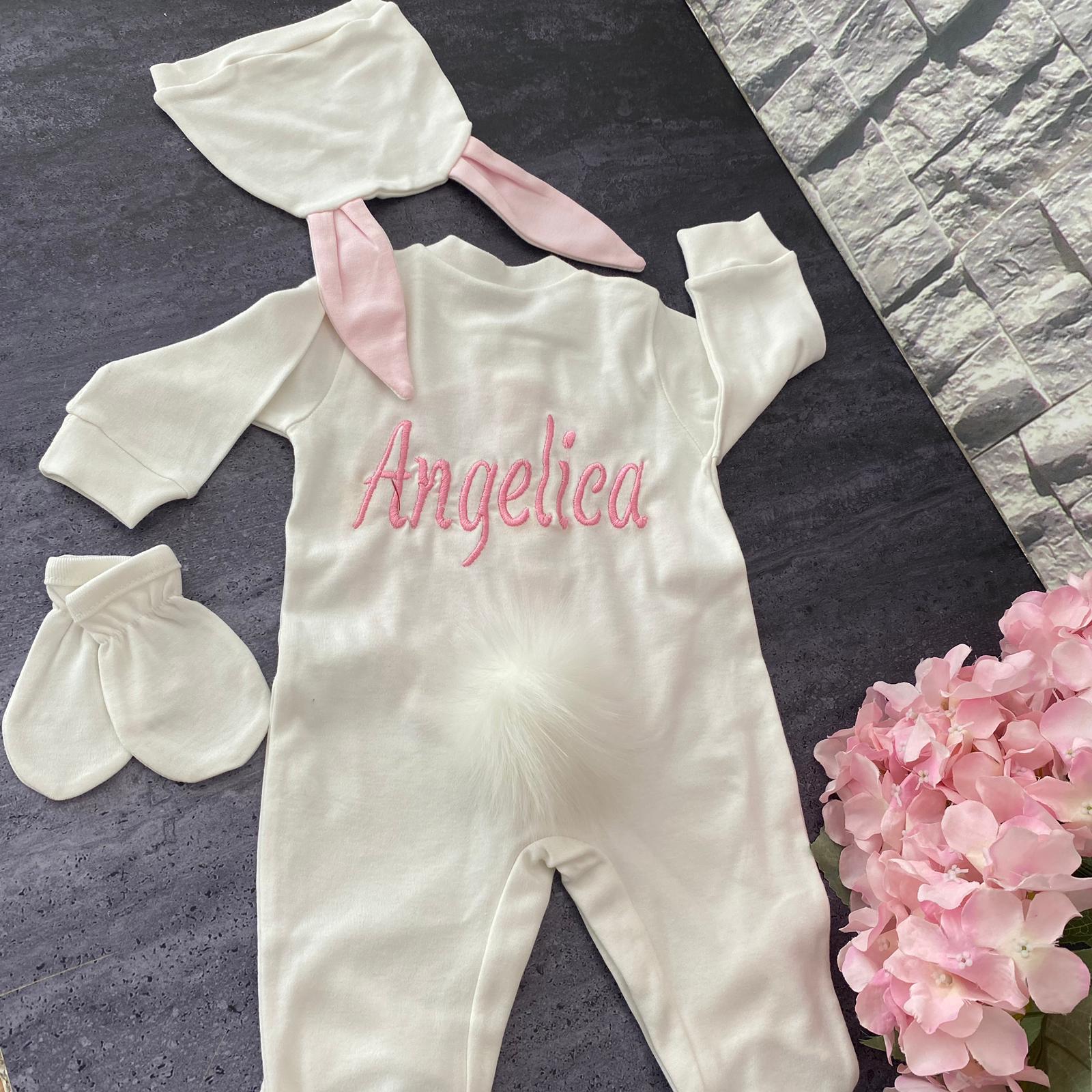 Embroidered Baby Girl Hospital Textile Set