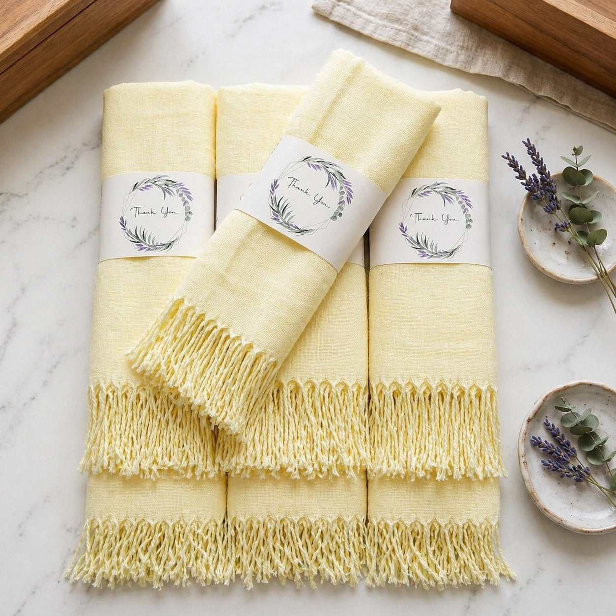 Set of 10 Pashmina Shawls and Wraps in Bulk – Soft Wedding Favors, Bridal Party & Guest Gifts with 'Thank You' Design