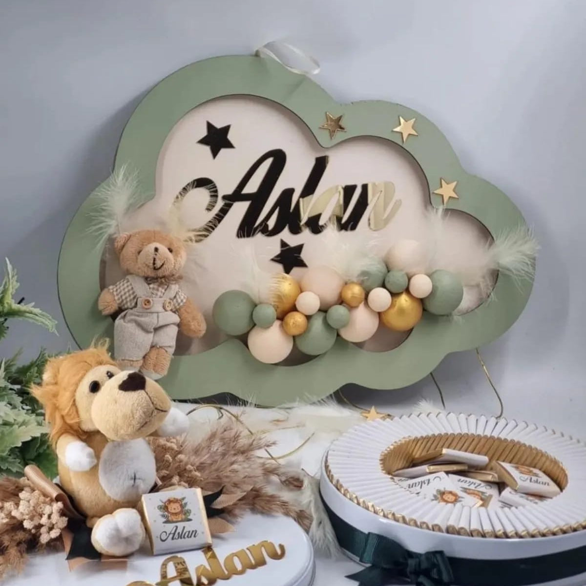 Baby Door Sign ( with Led + Balloon Decor ) and Chocolate Box