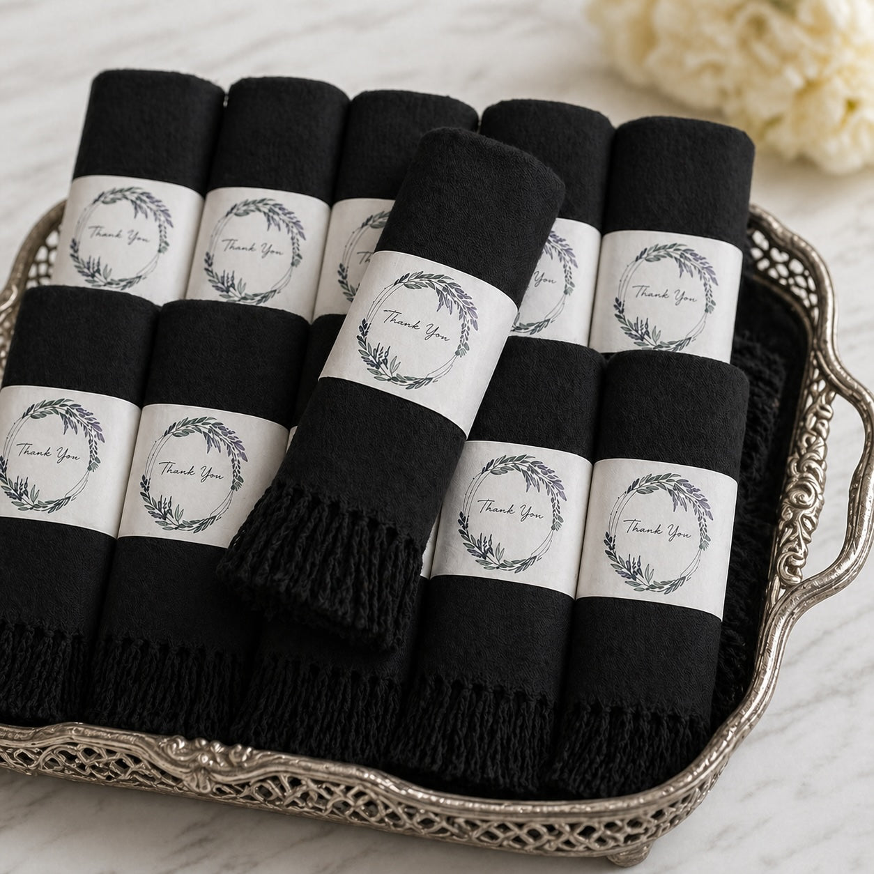 Set of 10 Pashmina Shawls and Wraps in Bulk – Soft Wedding Favors, Bridal Party & Guest Gifts with 'Thank You' Design