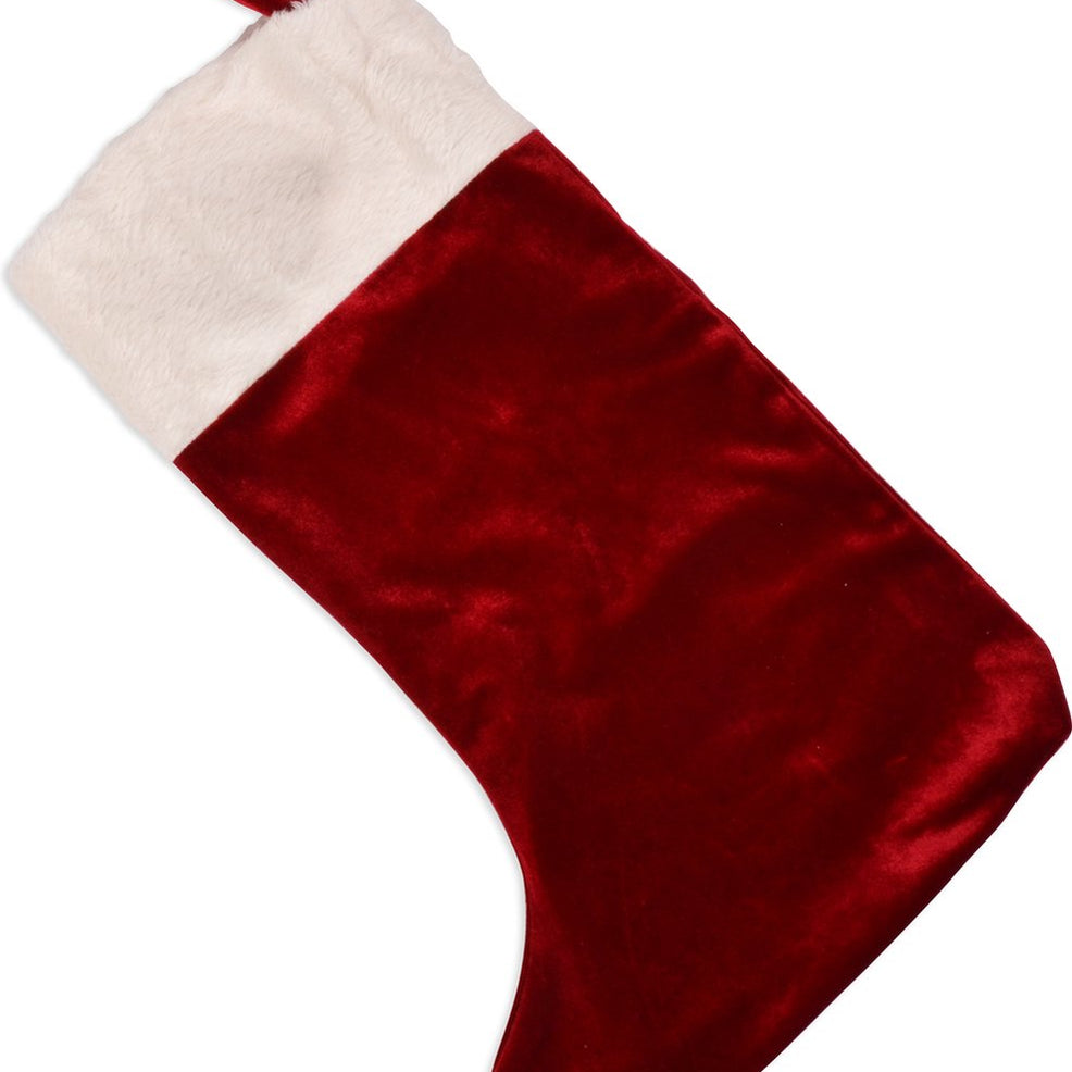 Calza rossa per la decorazione dell'albero di Natale