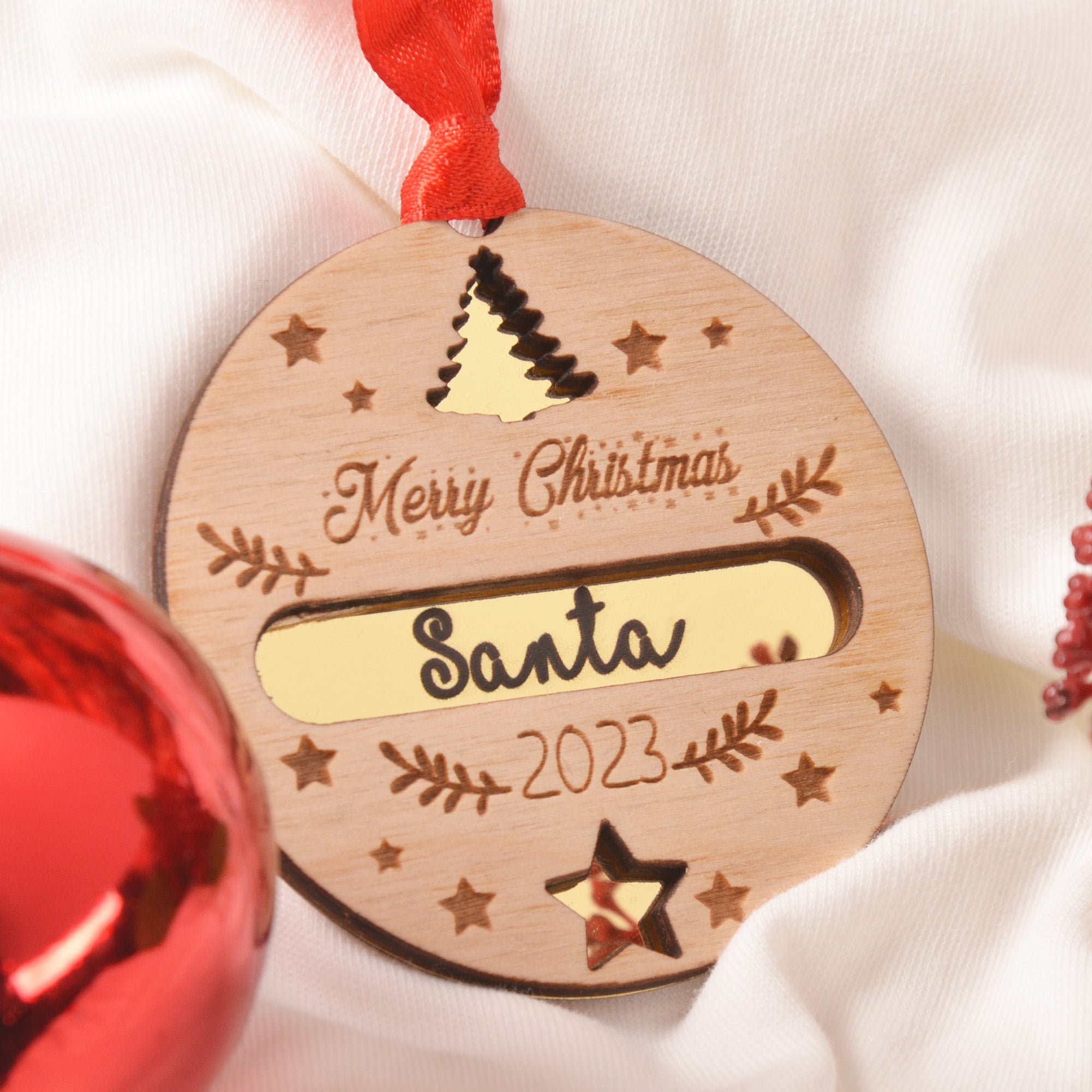 Adorno navideño de madera personalizado, adorno acrílico