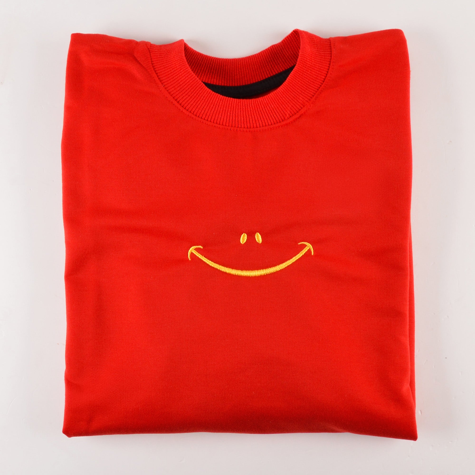 Happy Face Embroidered Sweatshirt, Smile Crewneck, Comfort Colors Sweatshirt