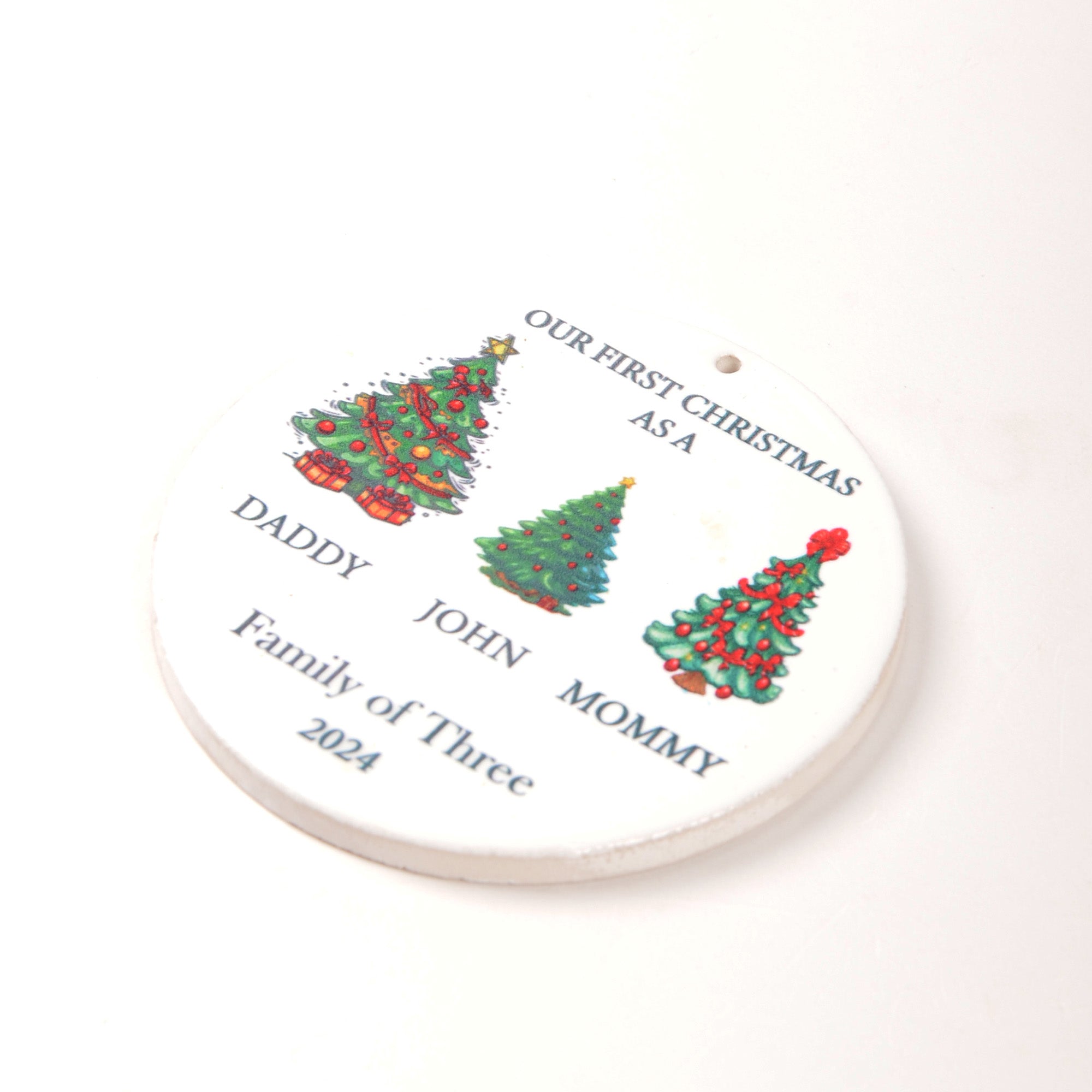 Personalized Family of Three Ornament,Baby's First Christmas,Family of 3 Christmas Tree Ornament,New Baby Ornament, Christmas Ornaments 2024