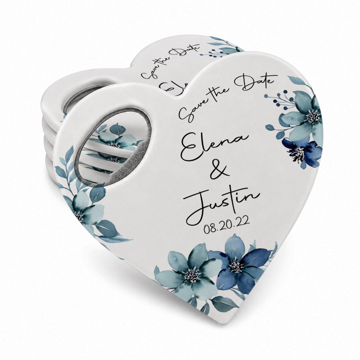 Personalized Heart Bottle Opener Magnet with 20 Design Options for Wedding Guests