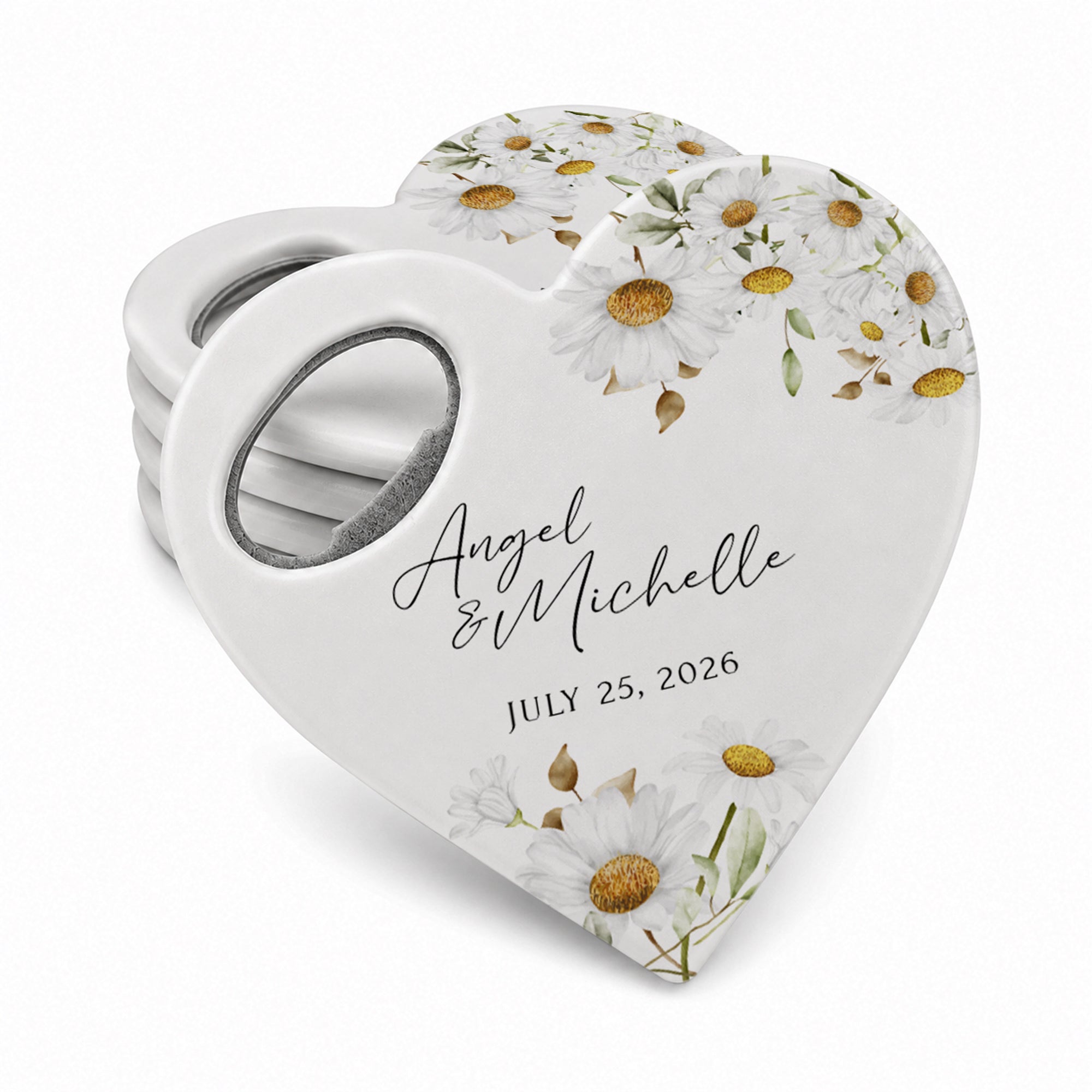 Personalized Bottle Opener Magnet with Thank You Design, Heart Shaped Gift for Guests in Bulk