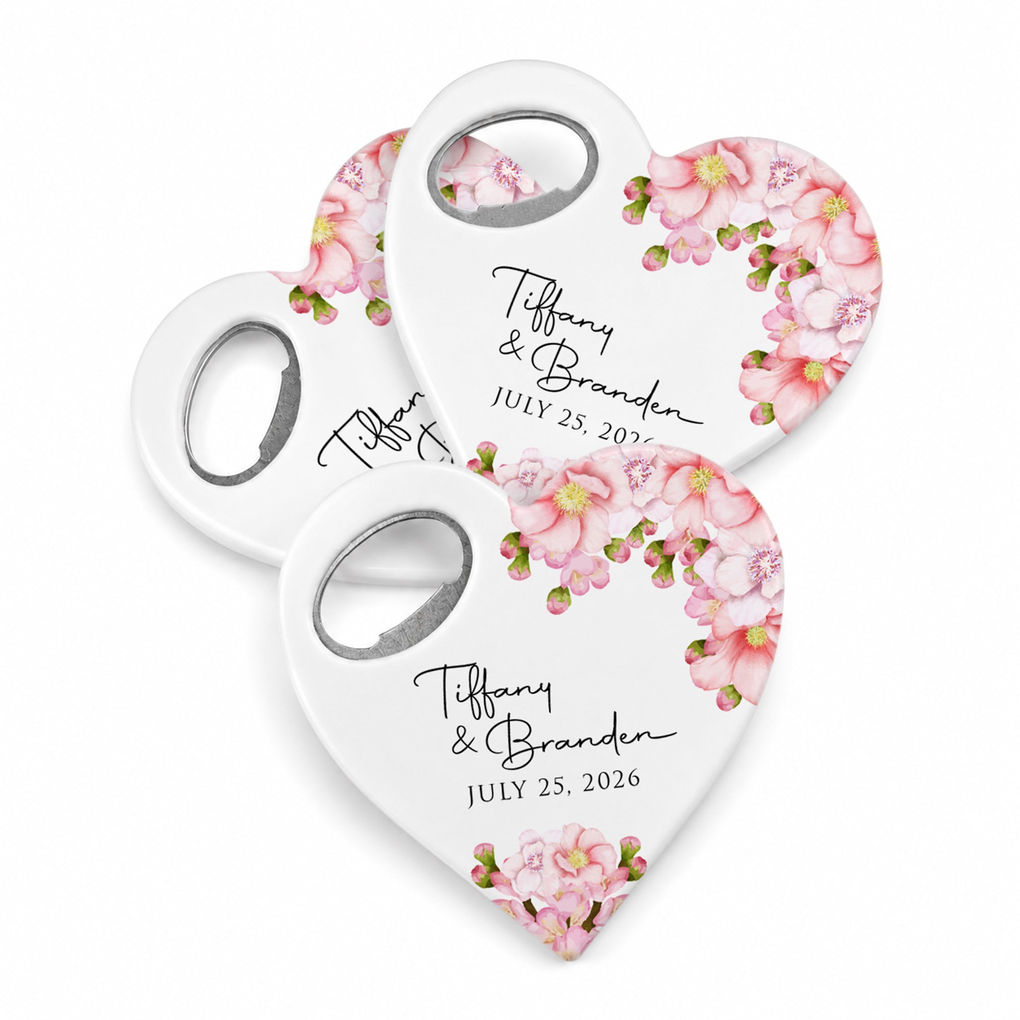 Personalized Bottle Opener Magnet , Heart Shaped Gift for Guests in Bulk