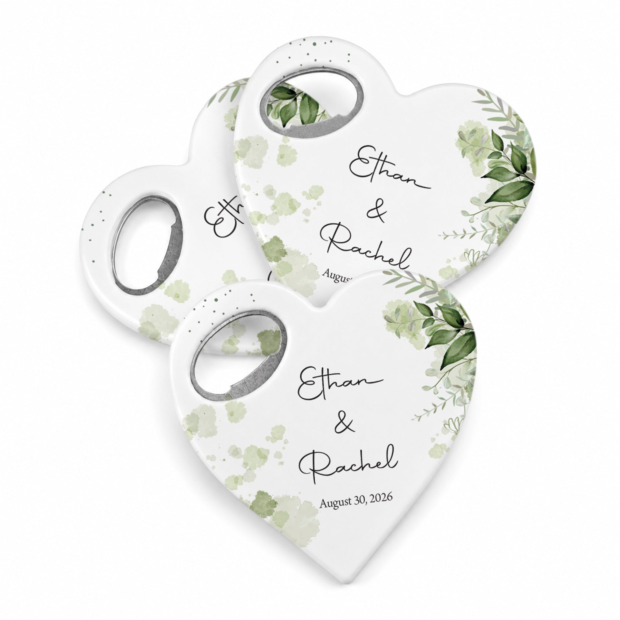 Personalized Heart Bottle Opener Magnet with 20 Design Options for Wedding Guests