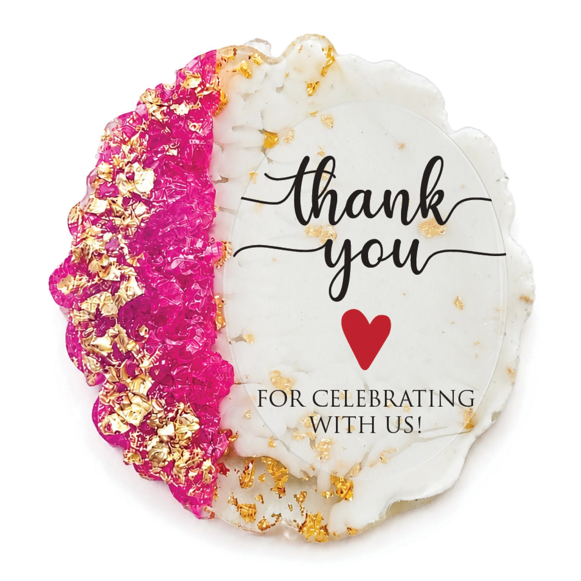 50 PCS Thank You for Celebrating with Us Resin Wedding Magnets – Personalized Bridal Shower Favors